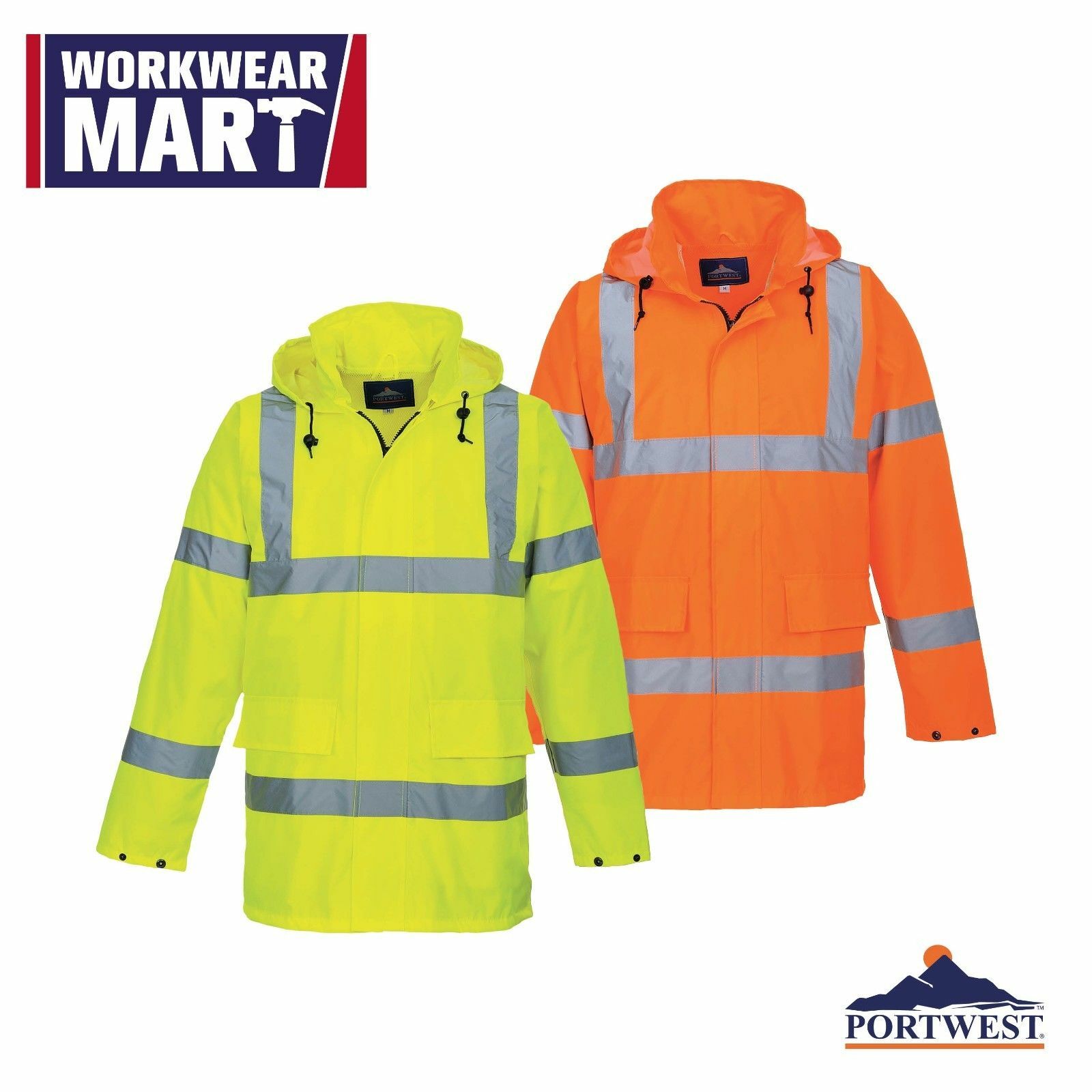 Portwest US160 Hi-Vis Reflective Safety Work Lite Waterproof Traffic Jacket ANSI