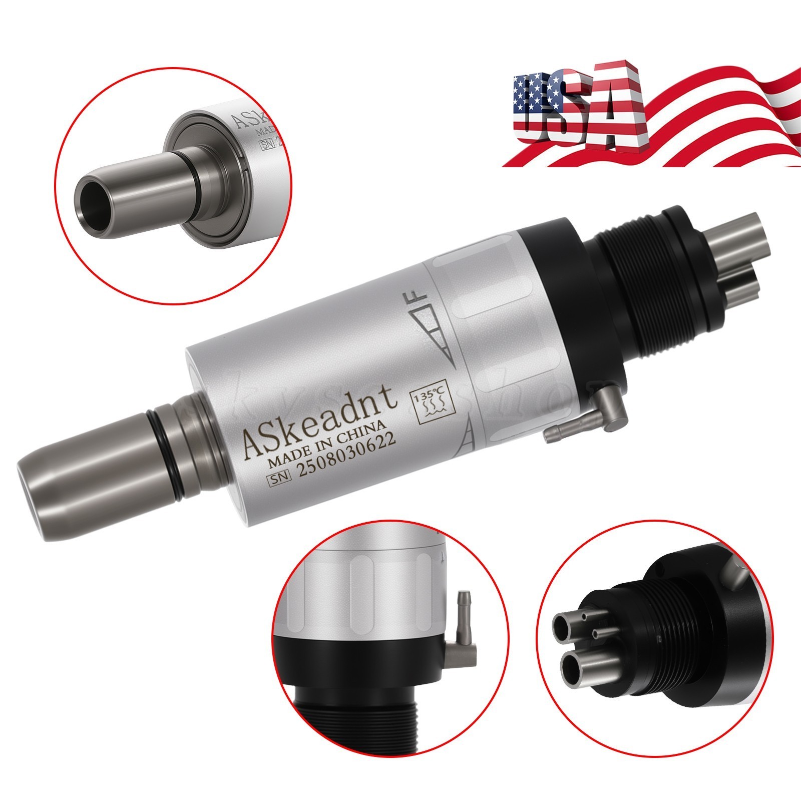 ASkeadnt Dental slow low Speed Handpiece Air Motor 4 Holes E-Type Connector FX