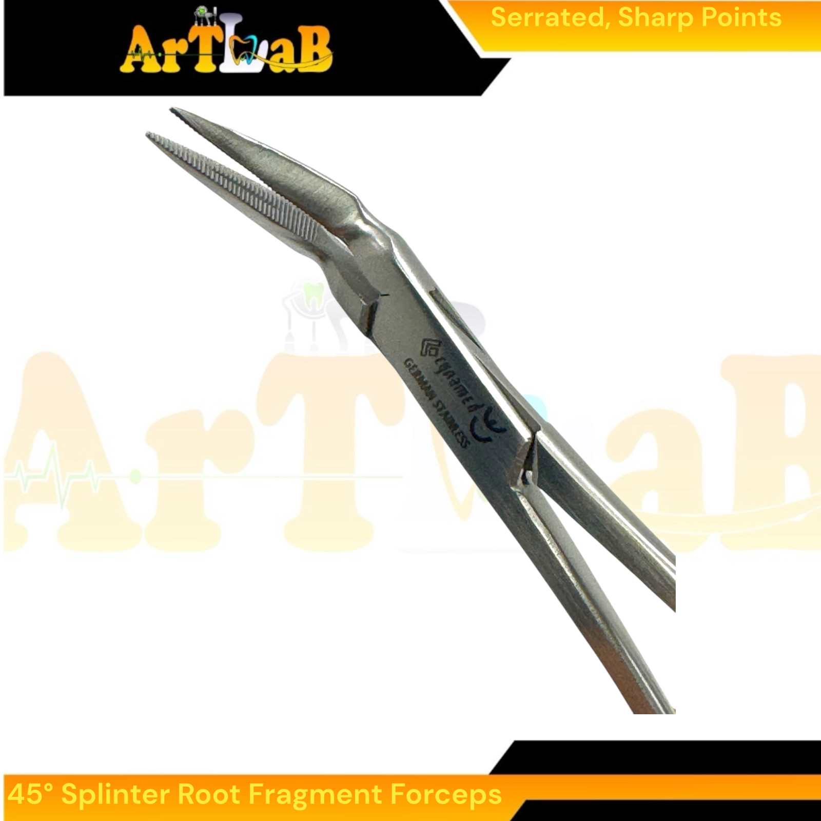 Steiglitz Root Fragment Forceps 45°, 5.5″, Sharp Serrated Points, Dental Forceps