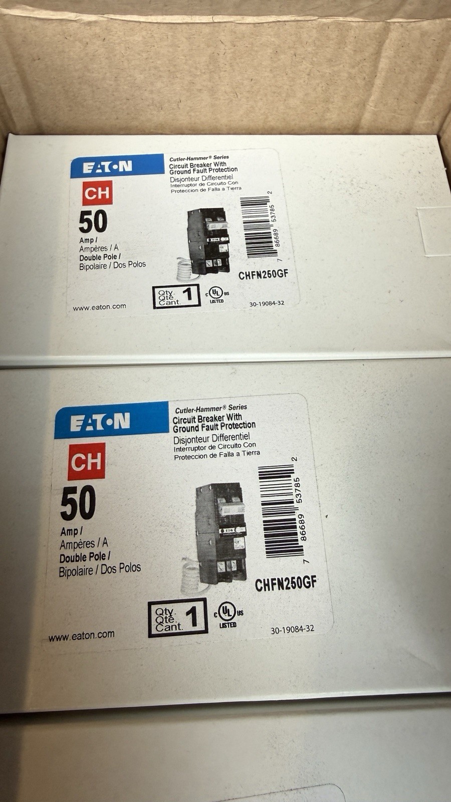 Eaton CHFN250GF 50 Amp GFI New
