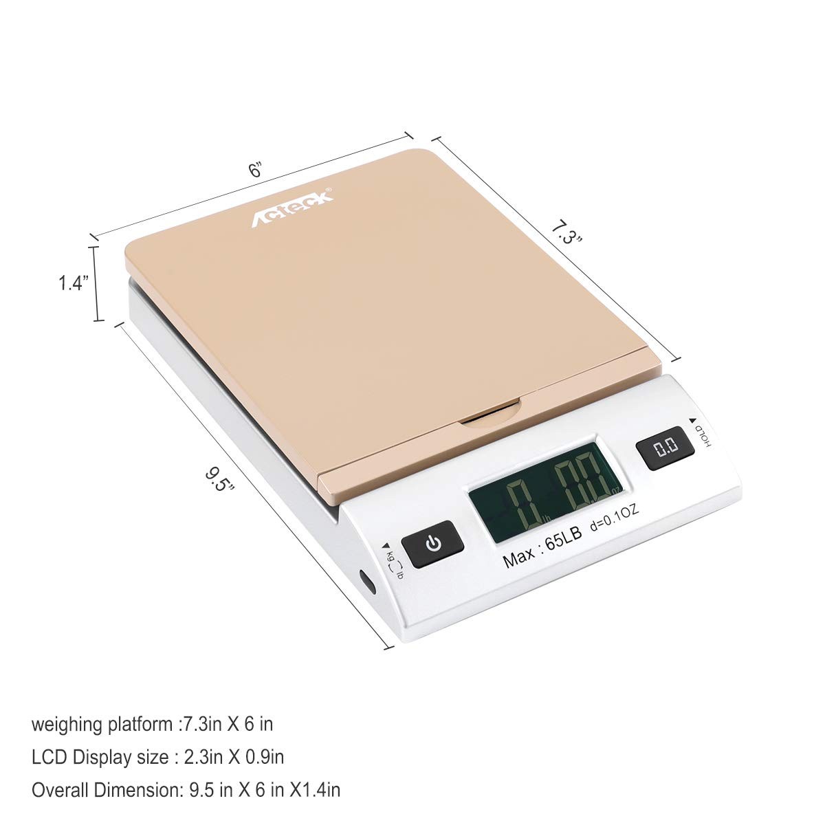 High Accuracy 0.1oz Digital Shipping Scale Postal Mail 65lb Gold