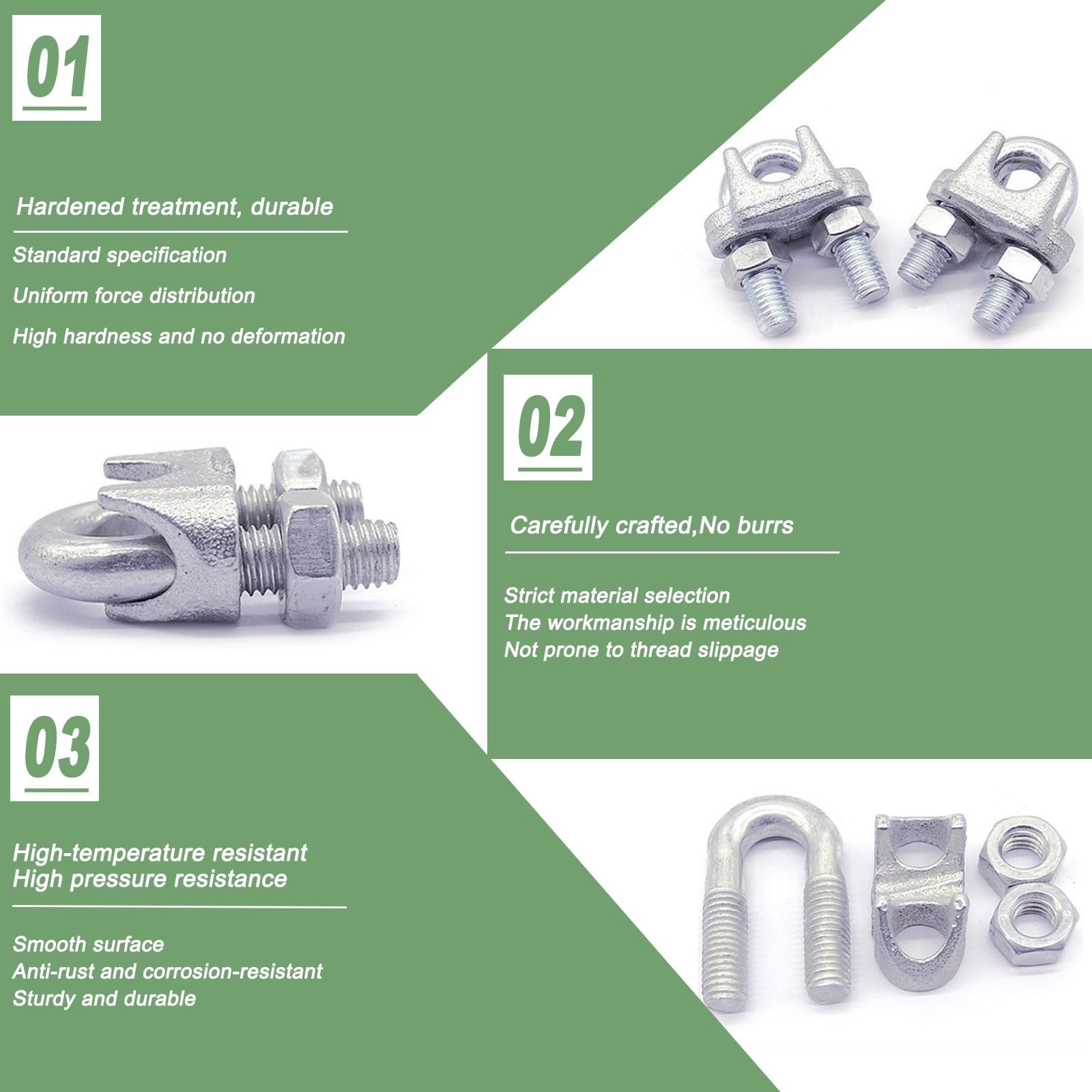 30PCS M5 Heavy Duty Wire Rope Clamps, 3/16-Inch Zinc Plated Wire Cable Clamps…
