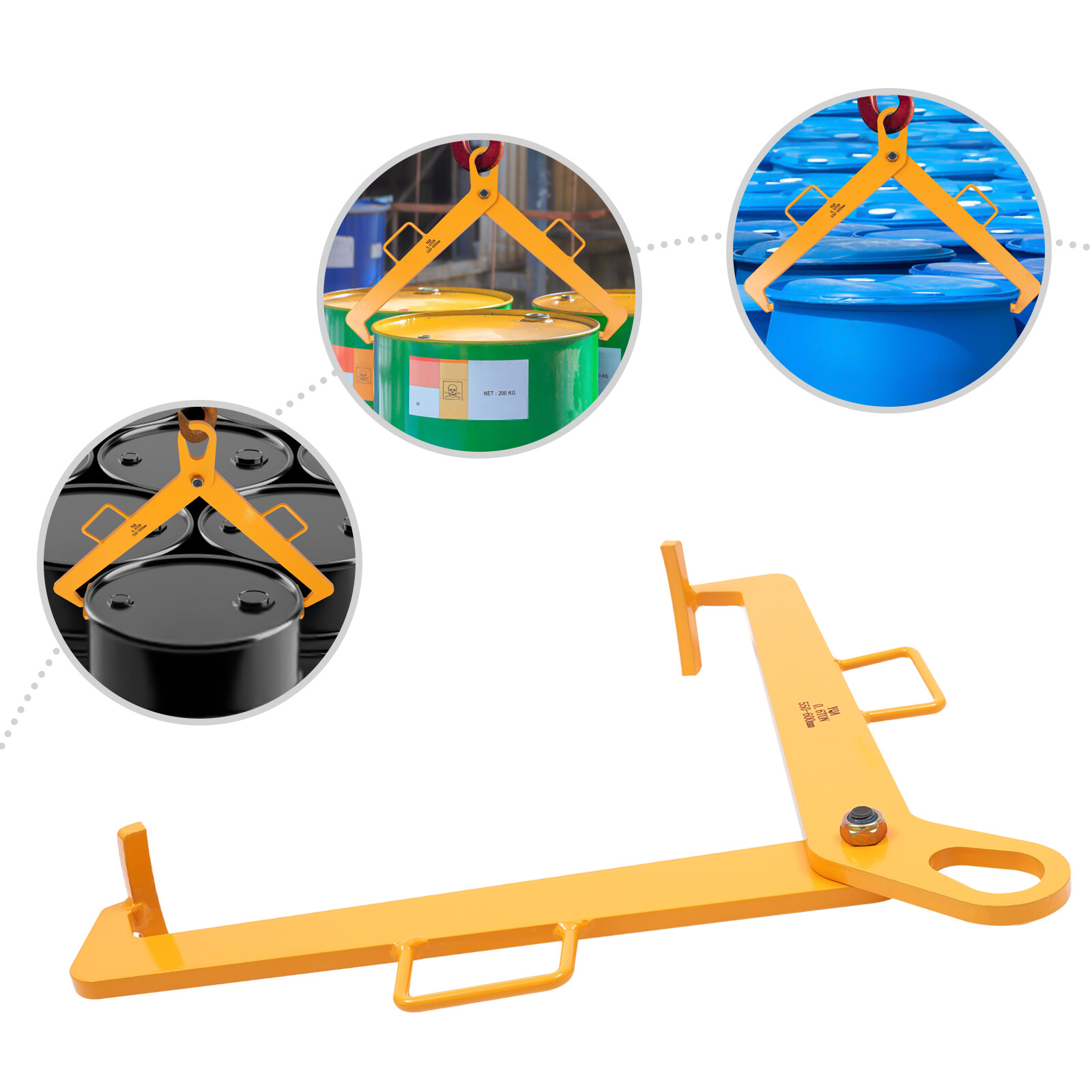 YQA Vertical Drum Lifting Plier Clamp 0.6T 1322Lbs For 55-60Cm Drums