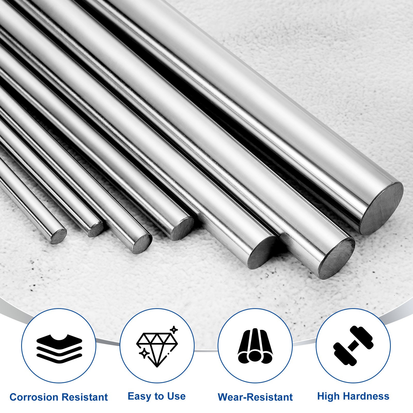 Linear Motion Rods, 2Pcs 16mm x 800mm(0.63″x31.5″) Linear Rail Rod Shaft Guide