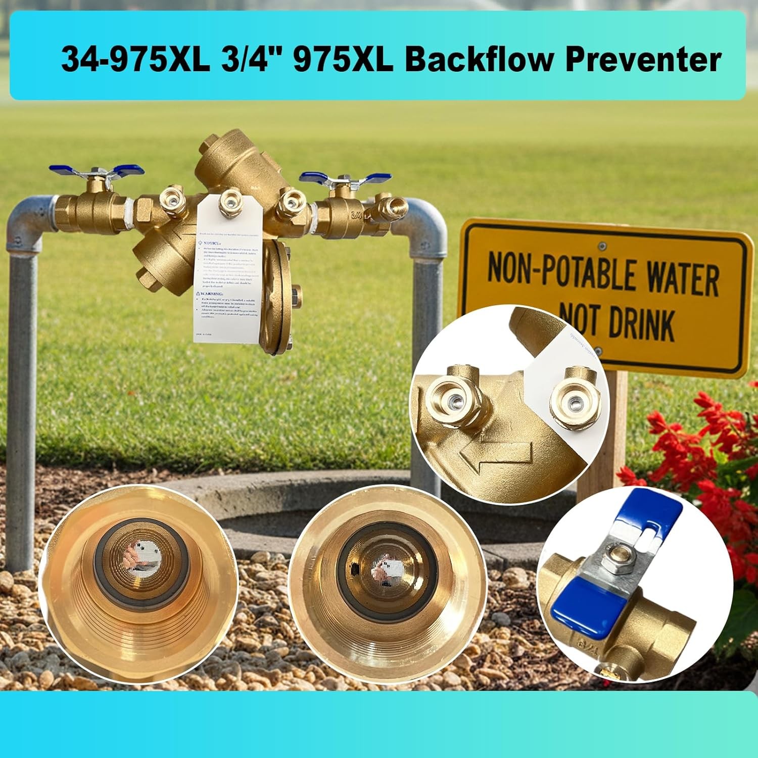 34-975XL2 3/4″ Reduced Pressure Zone Backflow Preventer Valve NEW