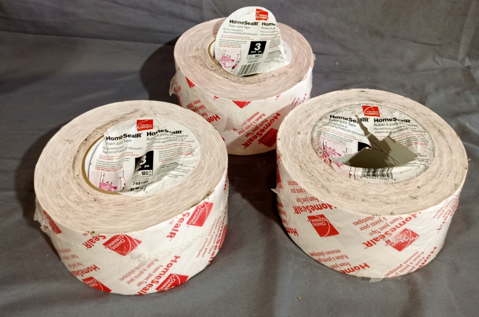 Lot Of 3 Owens Corning Home Seal 749199 3″ Foam Joint Tape