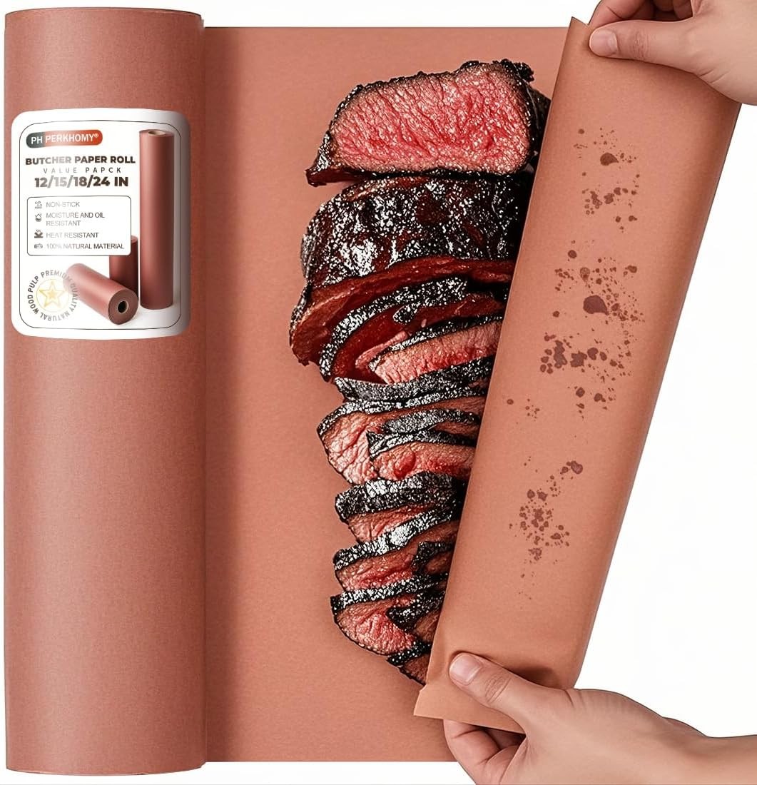 PH PERKHOMY Pink Butcher Paper Roll 18″ x 960″ (80′) for Smoker BBQ Grilling Smo