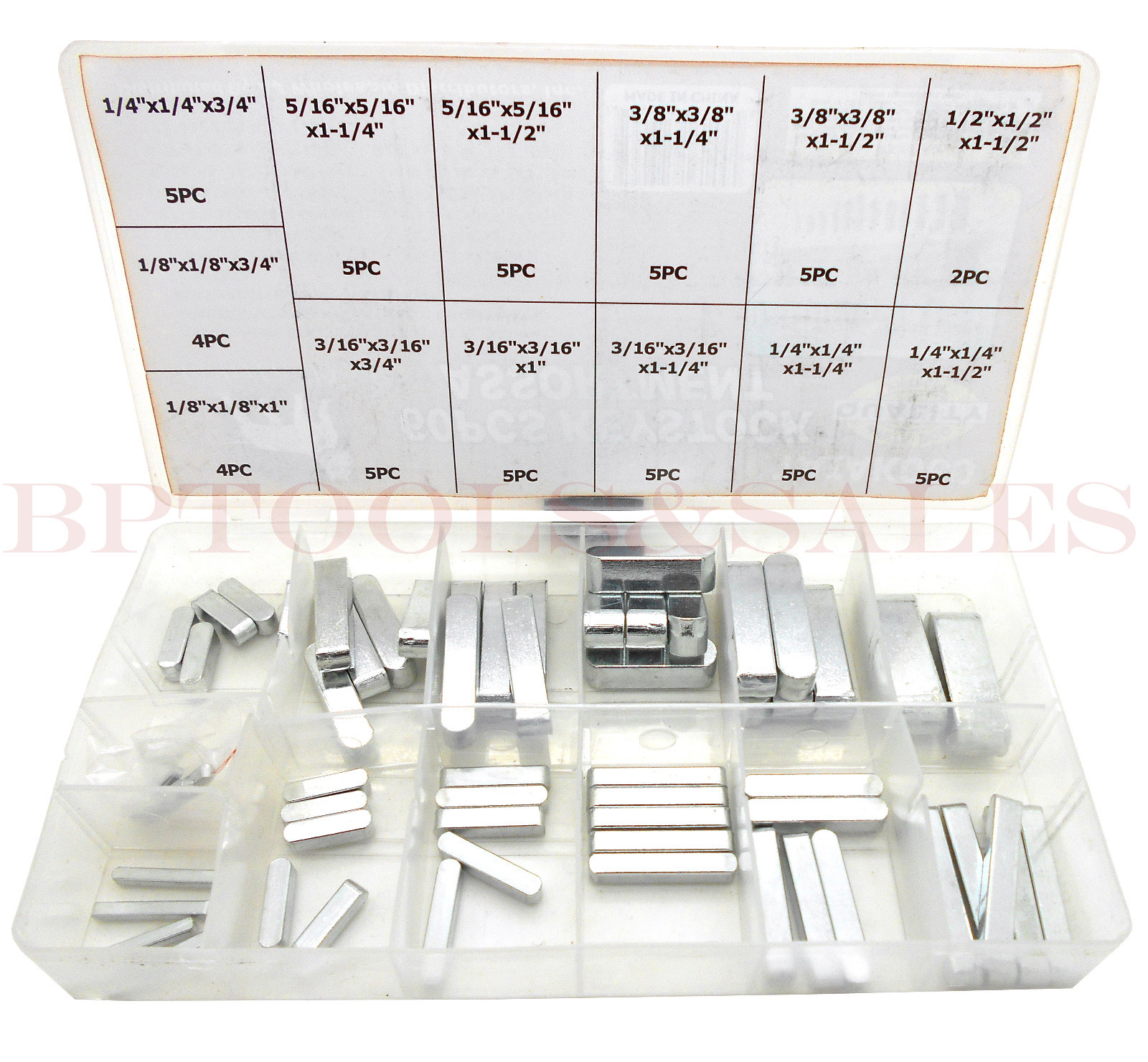 60pc SAE KEYSTOCK BAR ASSORTMENT LOCK PULLEYS GEARS SQUARE KEY STOCK KEYWAY SET