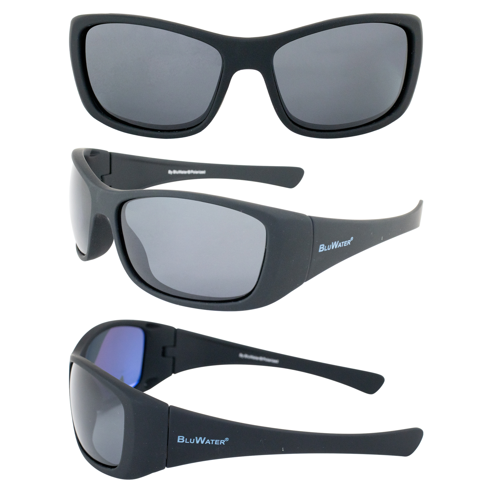 BluWater Paddle Polarized Sunglasses Matte Black Frames w/ Grey Lenses by