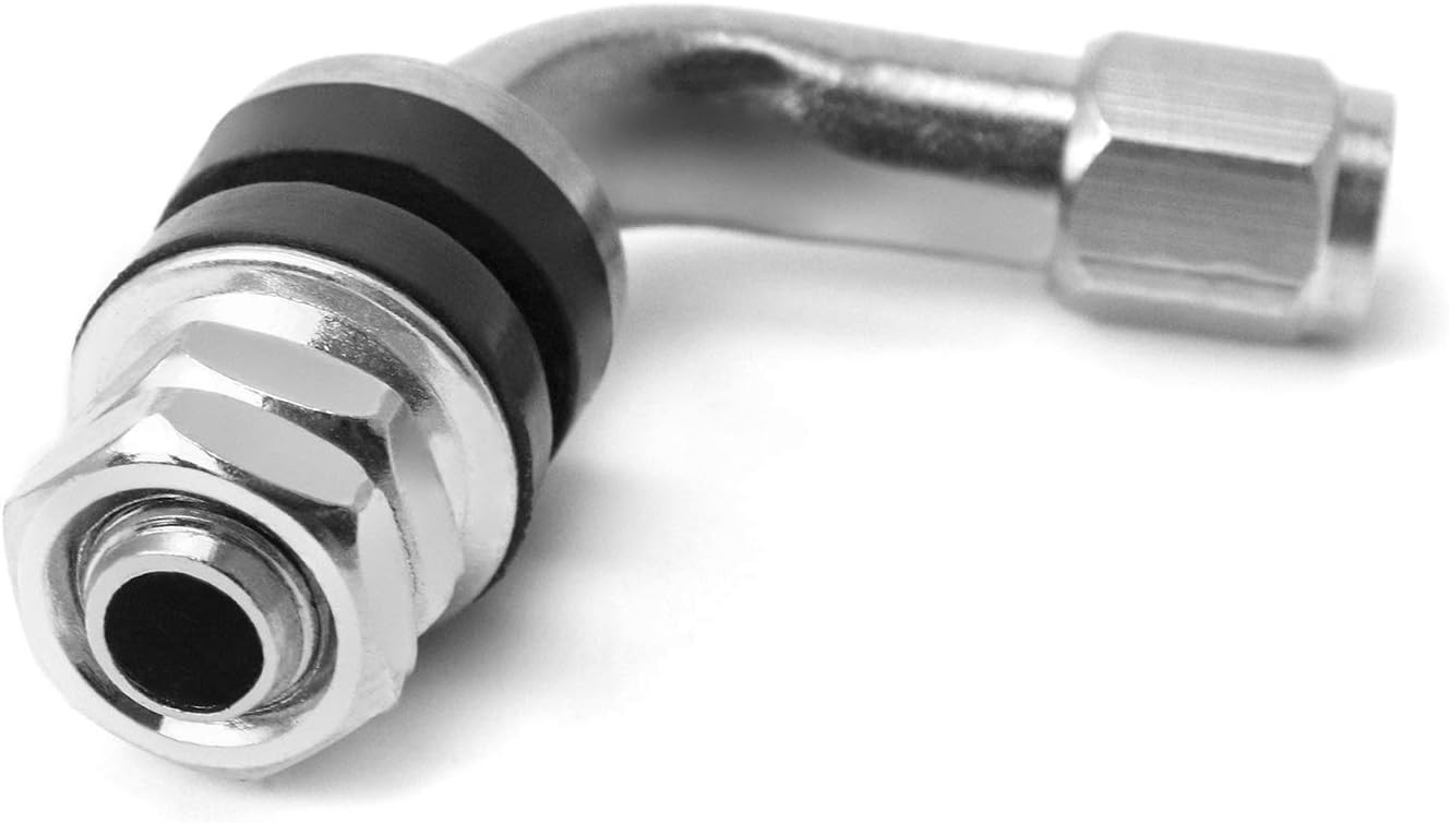 QWORK 4Pcs Tyre Valve Stem, 90 Degree Angled Bolt-in Valve Stems for Car