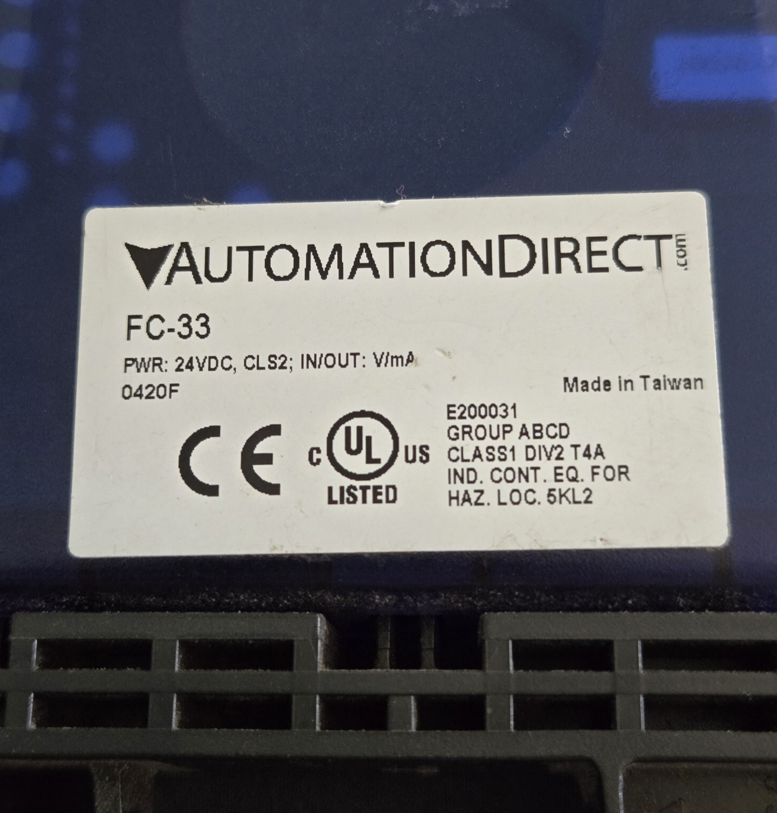 AutomationDirect FC-33 Universal Signal Conditioner Isolator 4-20mA 0-10V 24VDC
