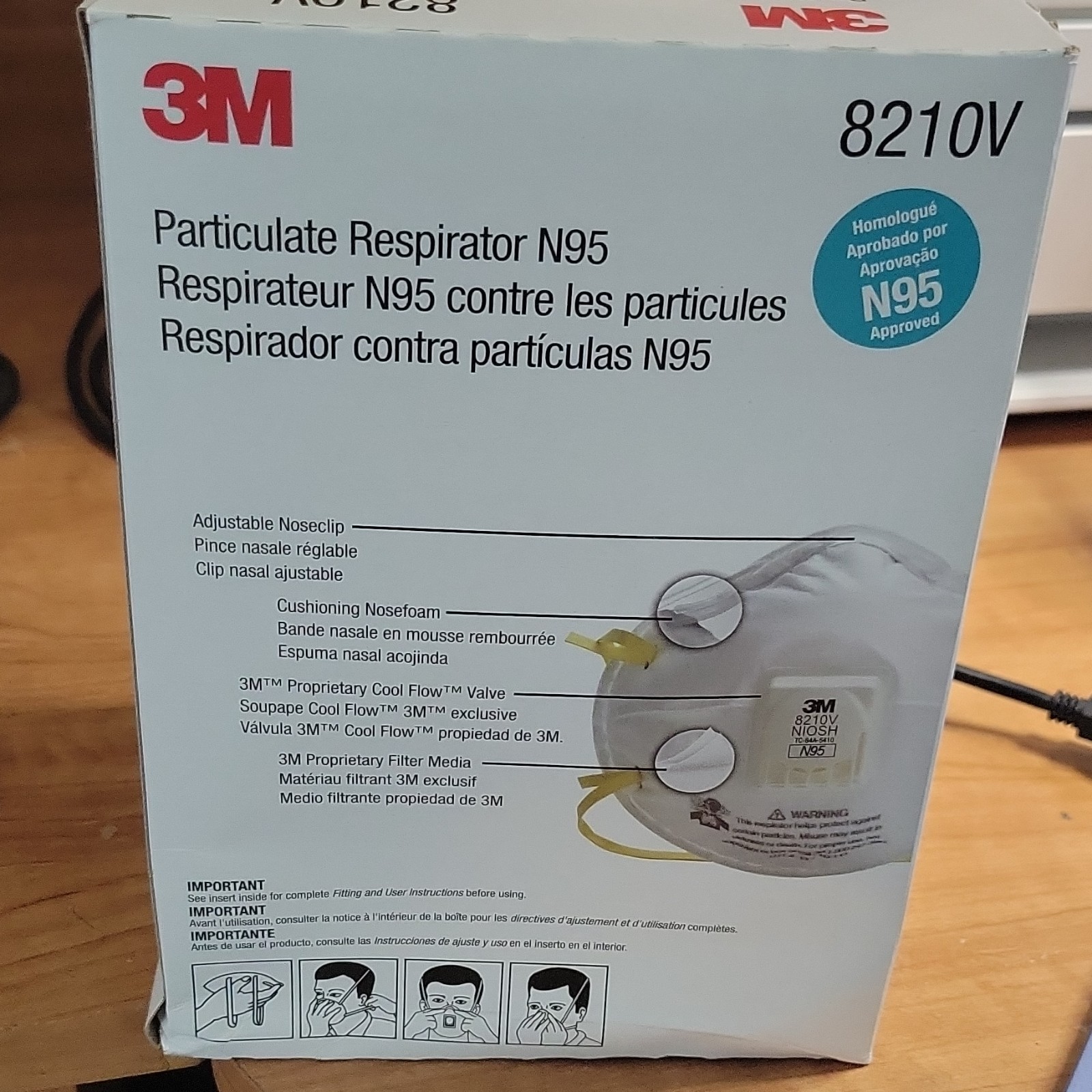 3M 8210V N95 Particulate Respirator with Valve, Model/MPN 8210V, 10 Pack