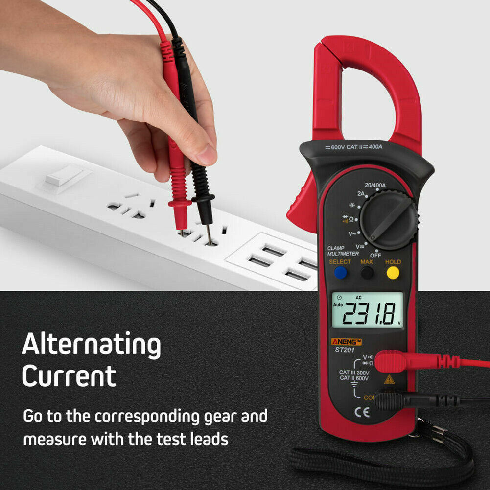 Handheld True RMS Digital Clamp Meter Multimeter AC DC Volt Amp Ohm Cap Tester