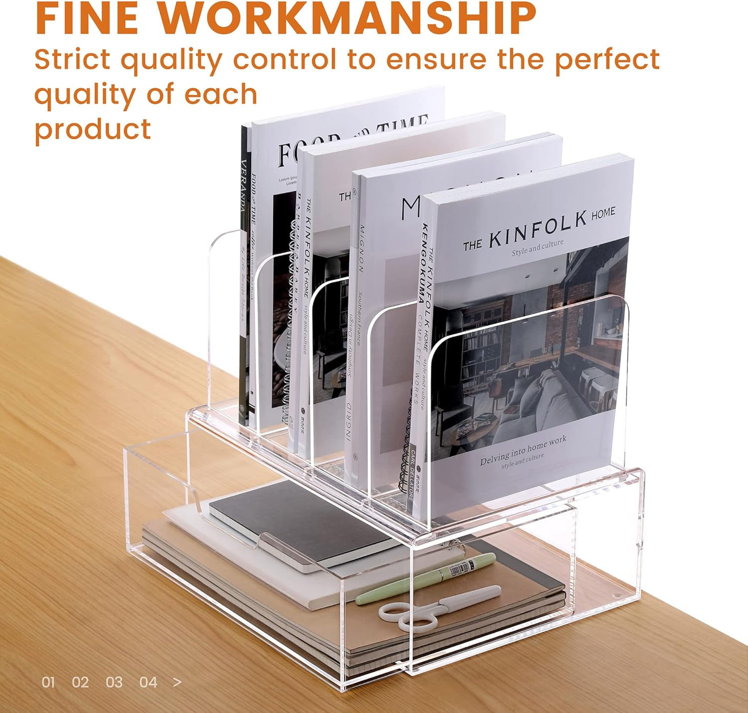 Desk Organizers and Accessories, Acrylic Desk Organizer with Drawer, Office Supp