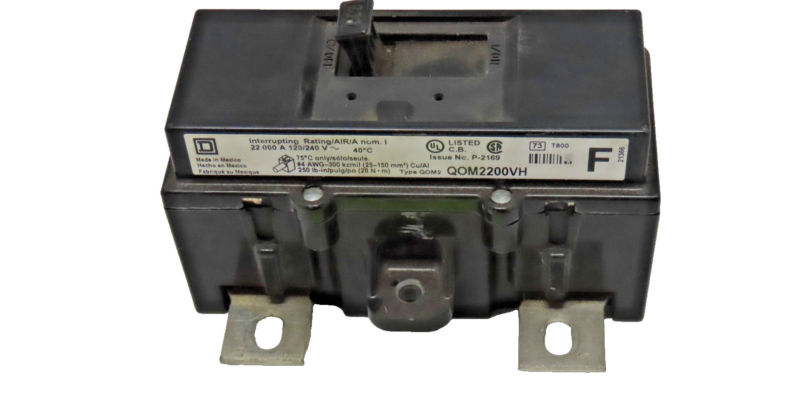 SQUARE D QOM2200VH CIRCUIT BREAKER Type F 120/240 Volt 200 Amp