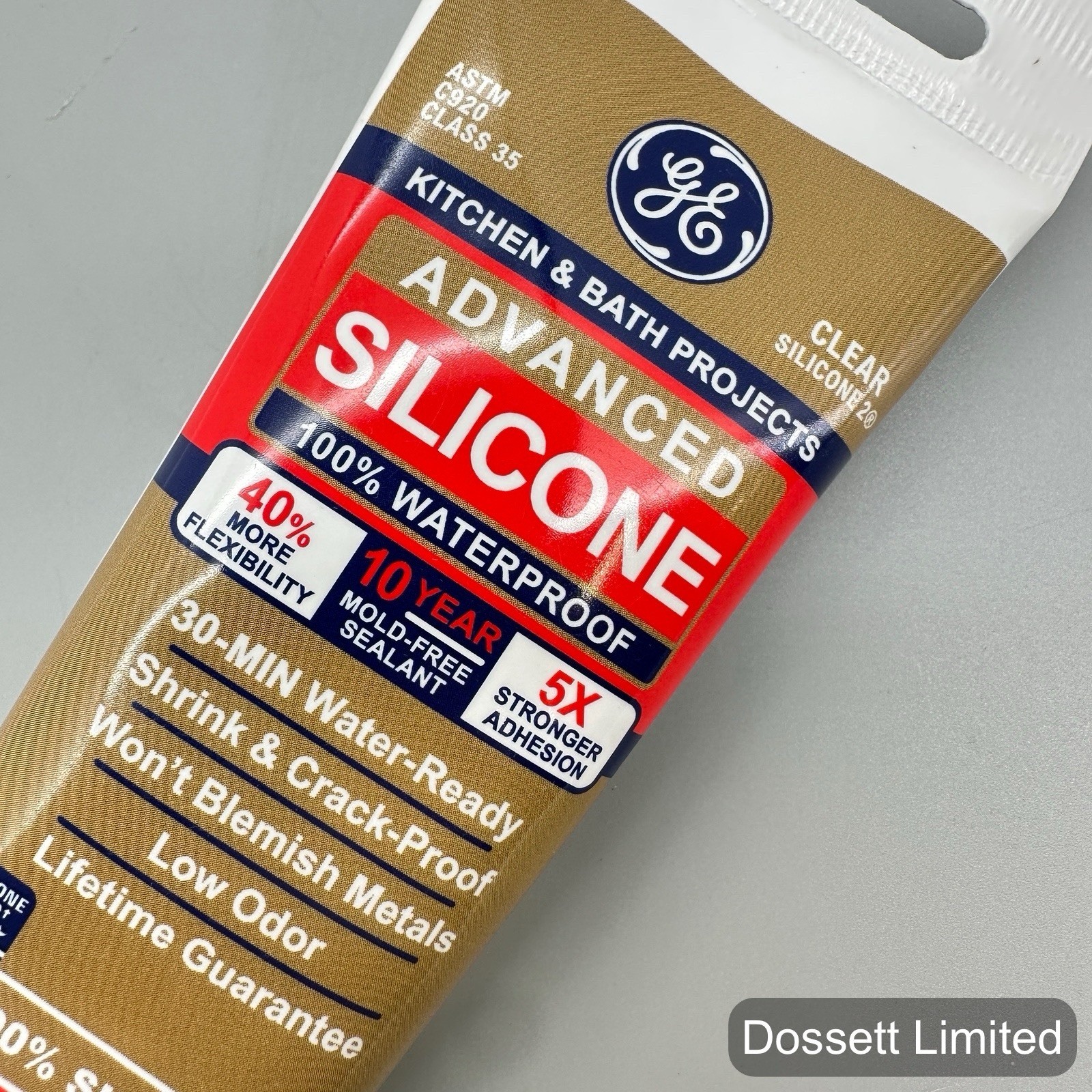 12-GE Advanced Silicone Kitchen & Bath Clear 100% Waterproof Caulk Sealant 2.8oz