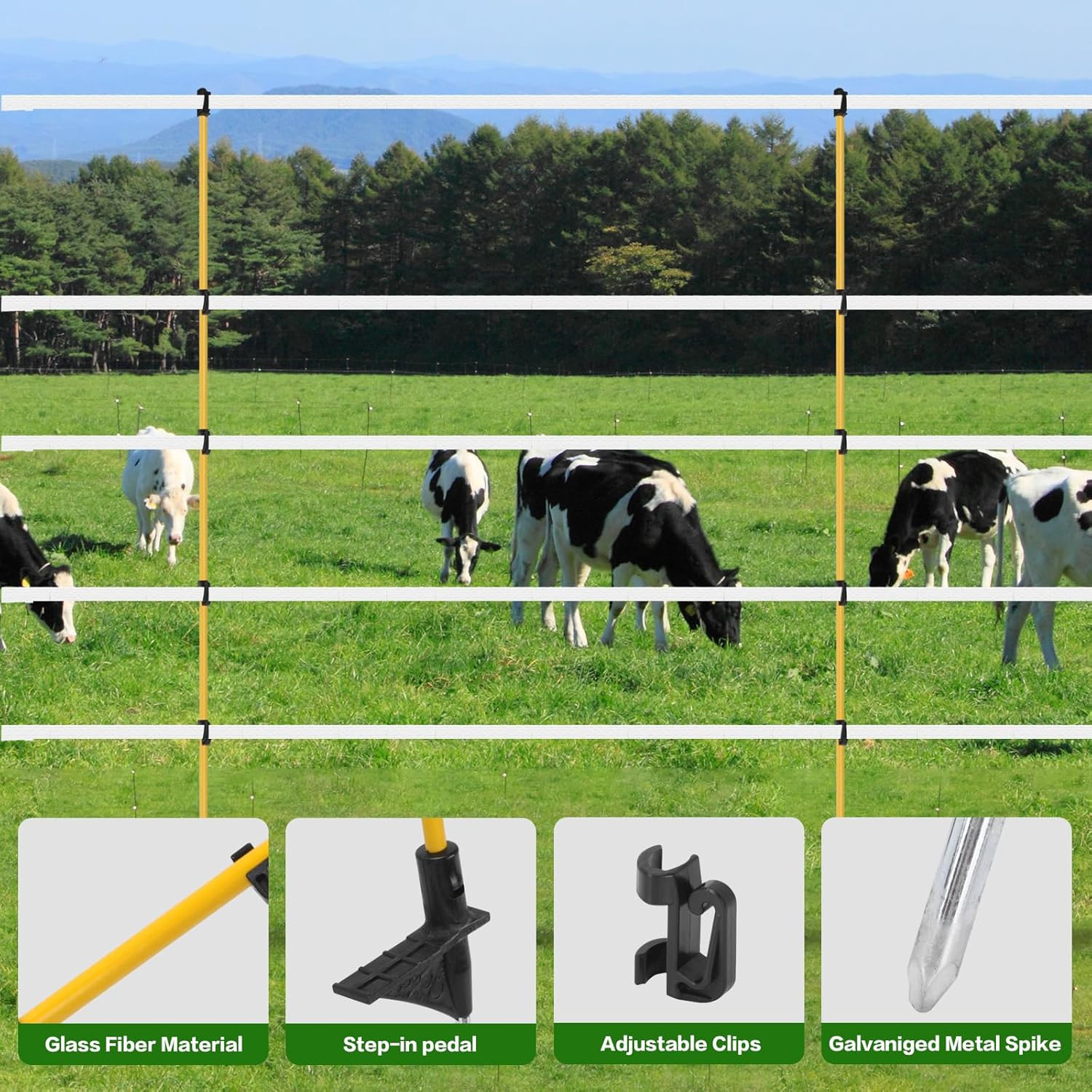 48-Inch Fiberglass Electric Fence Posts – 24 Pcs for Livestock and Gardens
