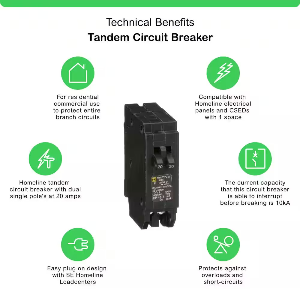 Homeline 2-20-Amp Single-Pole Tandem Circuit Breaker (HOMT2020CP)