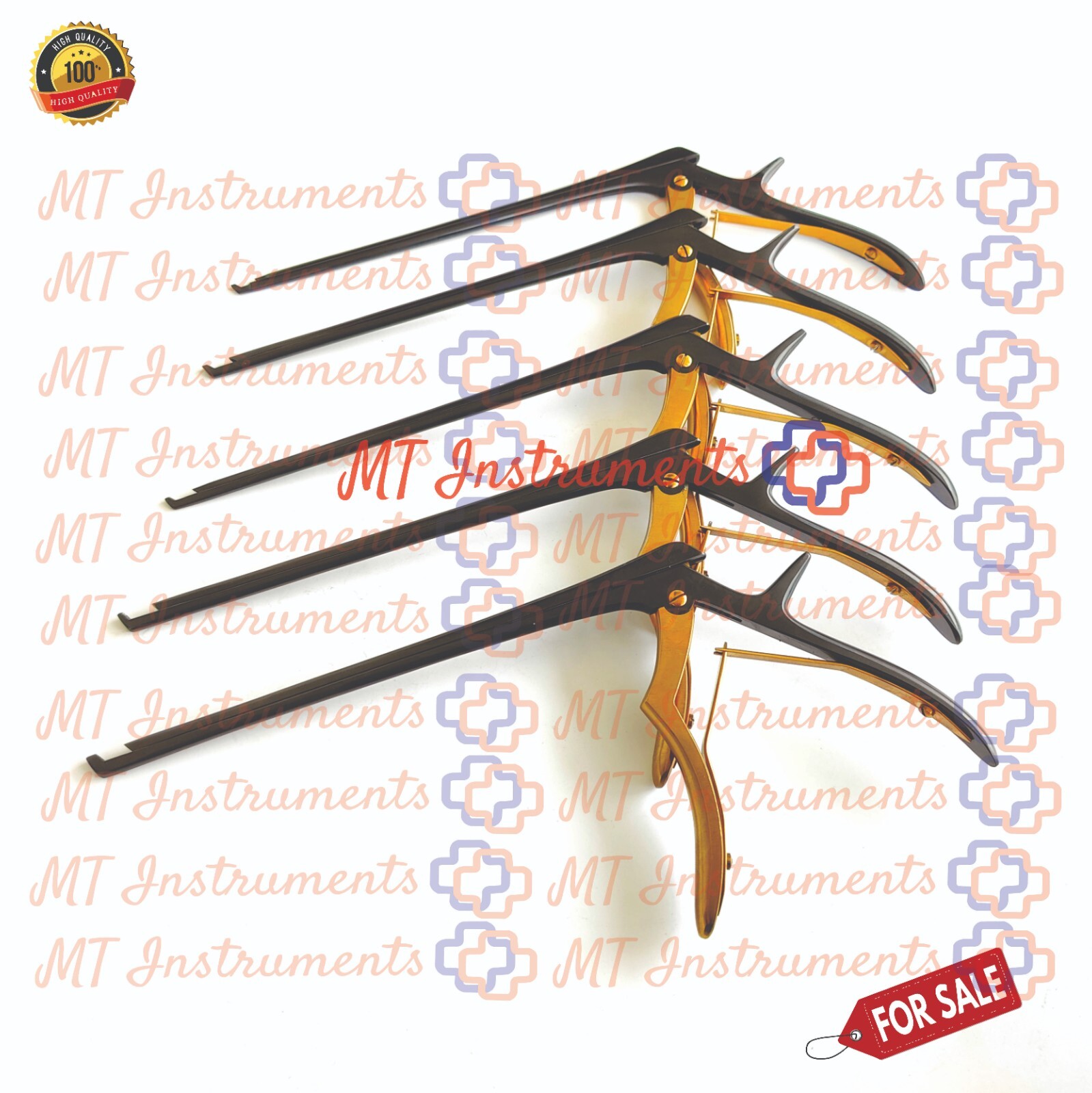 Kerrison Rongeurs 1mm to 5mm Set 8” Titanium Nitride Black & Gold Coated German