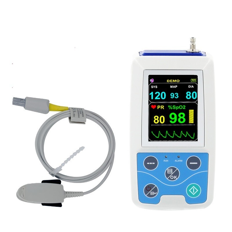 24-Hr Ambulatory Blood Pressure & SPO2 Monitor ABPM Holter Recorder Machine