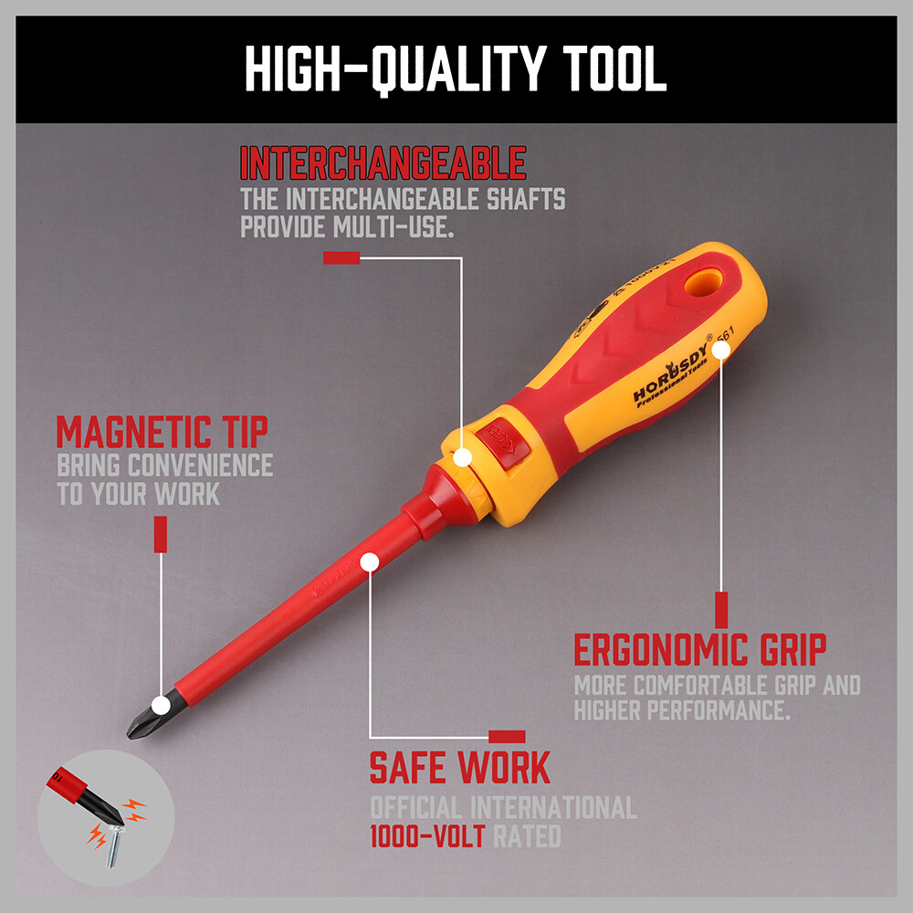 13PC 1000V Magnetic Insulated Electrician Screwdriver Set VDE-GS DIY Tool Kit