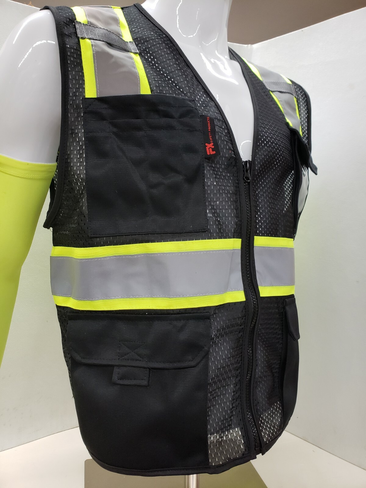 Two Tone Hi Visibility Reflective BLACK OR BLUE Safety Vest (X-Small to 2XL)