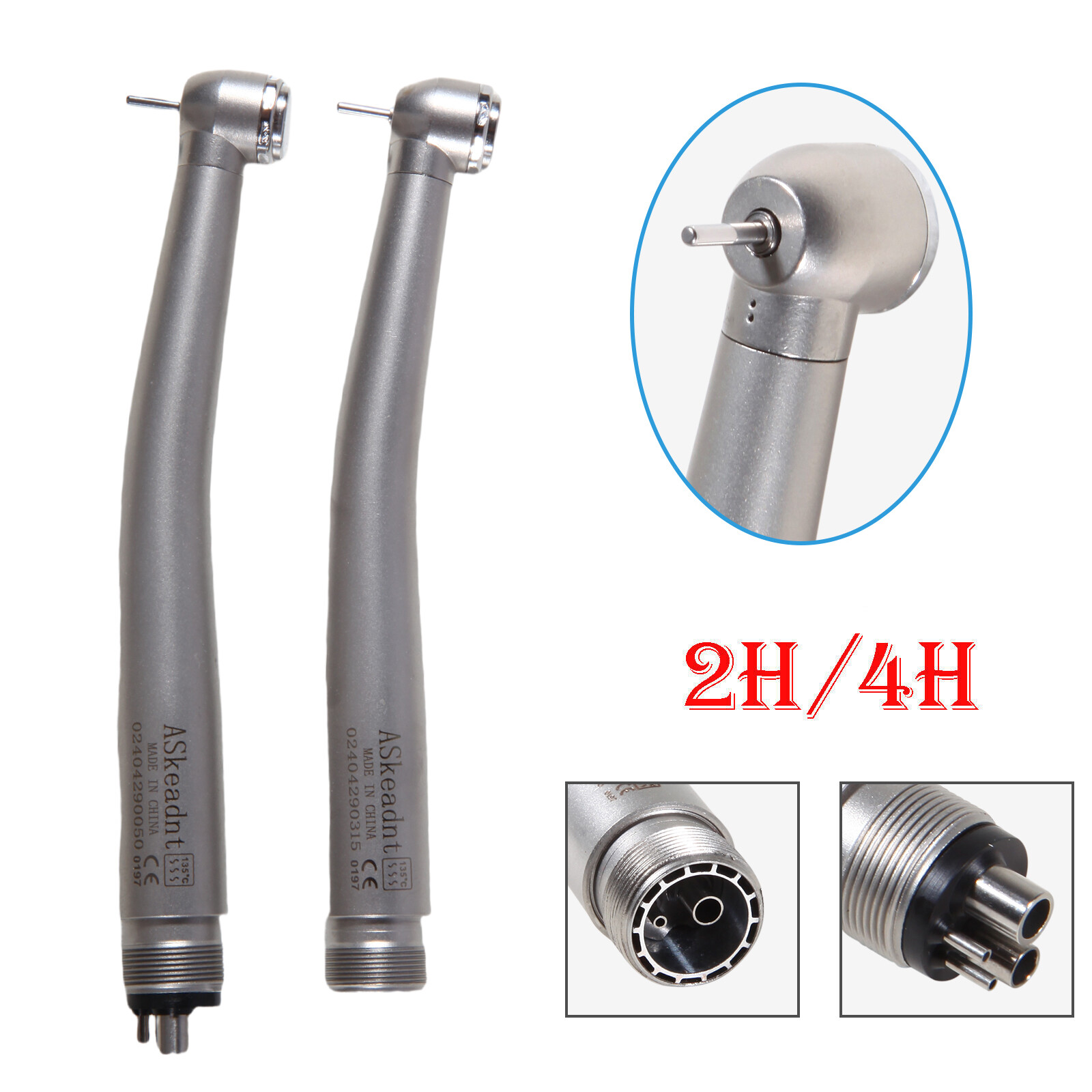 Dental High Speed Handpiece with LED/without LED Air Turbine 2/4 Holes Drill USA