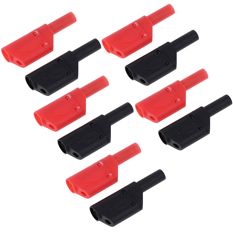 20x Shrouded Fully Insulated Safety 4mm Male Stackable Banana Plug Connector NEW