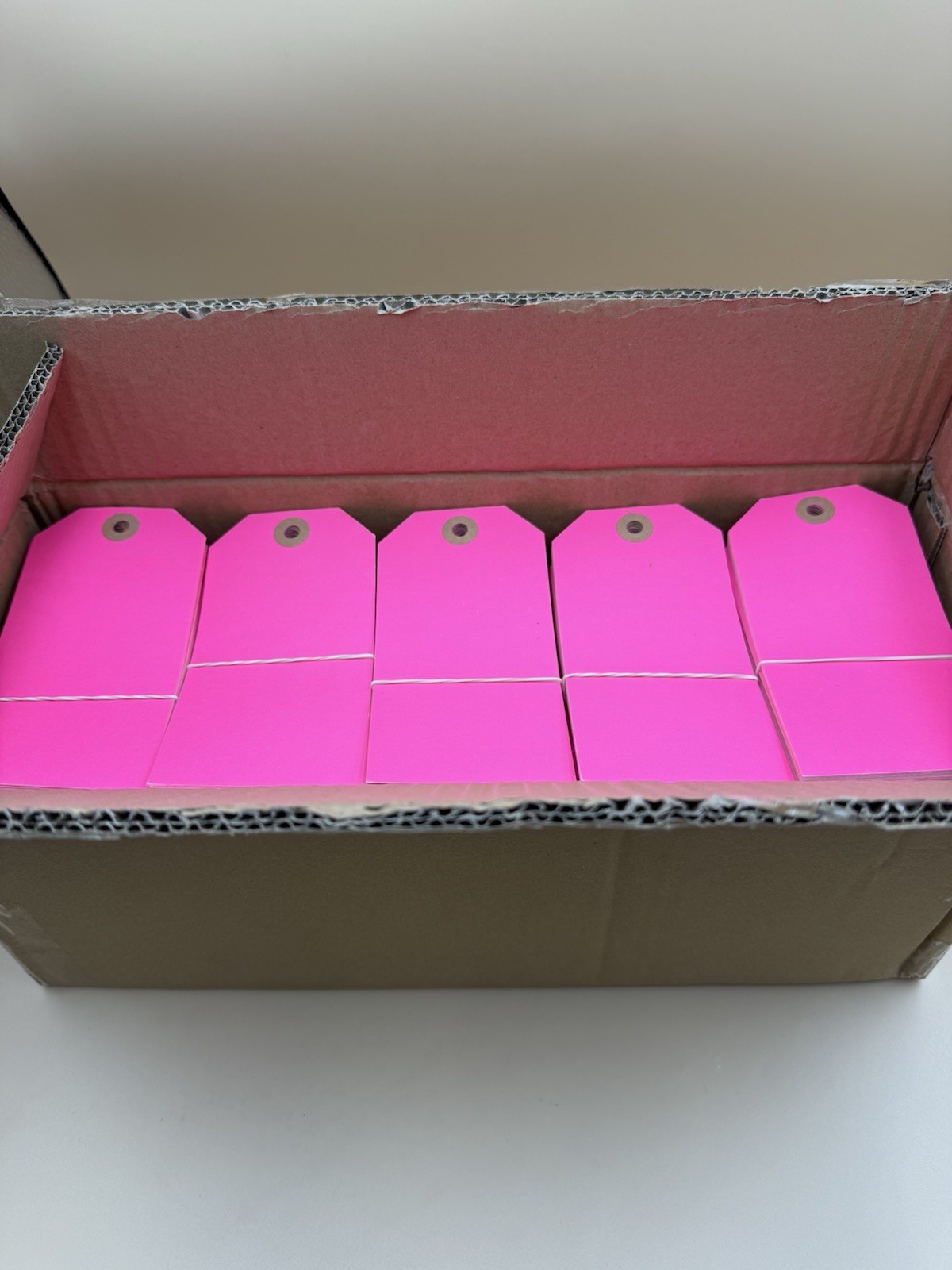 Box of 1000 5 1/4″ x 2 5/8″ Shipping Inventory Tags Fluorescent Pink 13 Pt