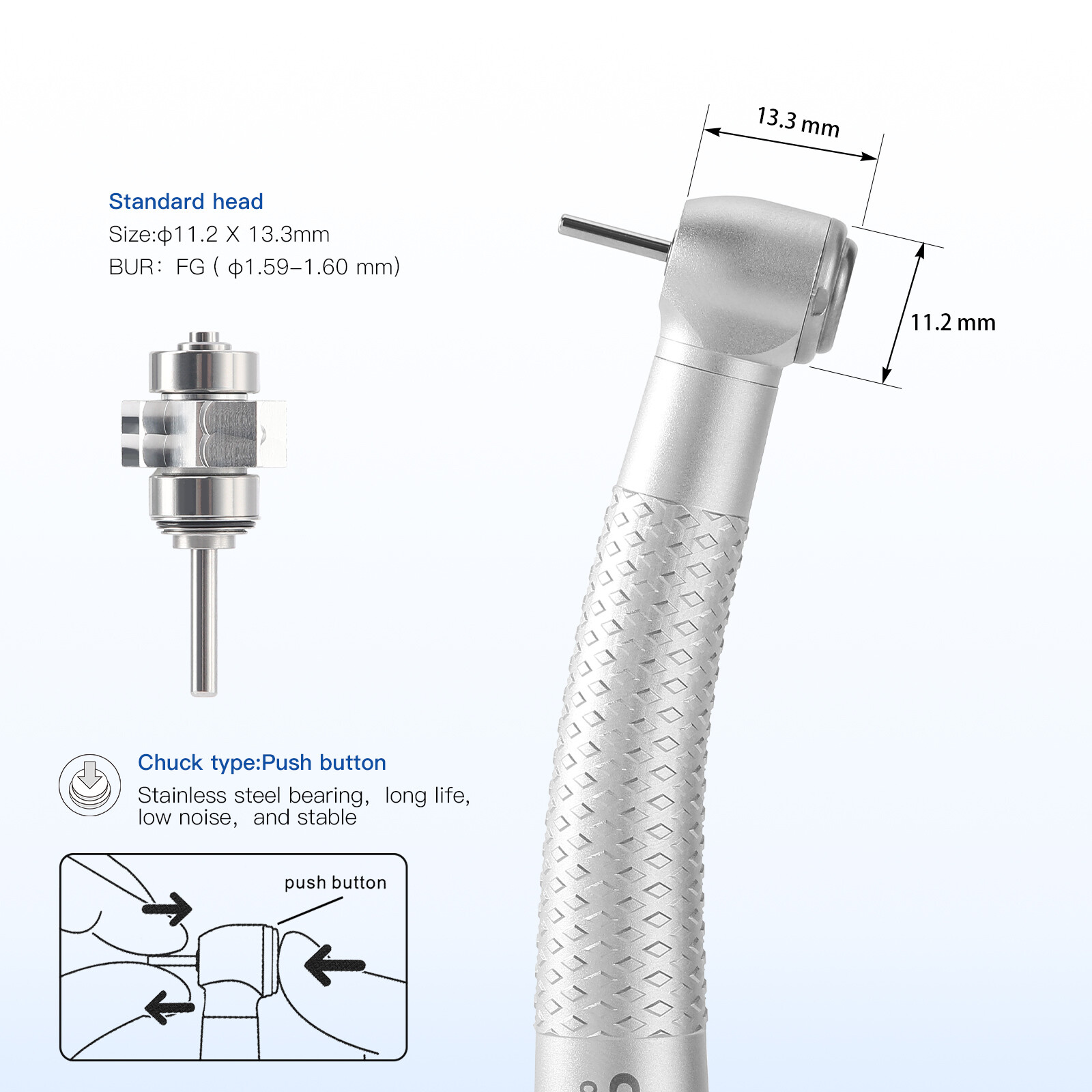 COXO Dental High Speed Handpiece Air Turbine with 4holes Coupler Standard Head