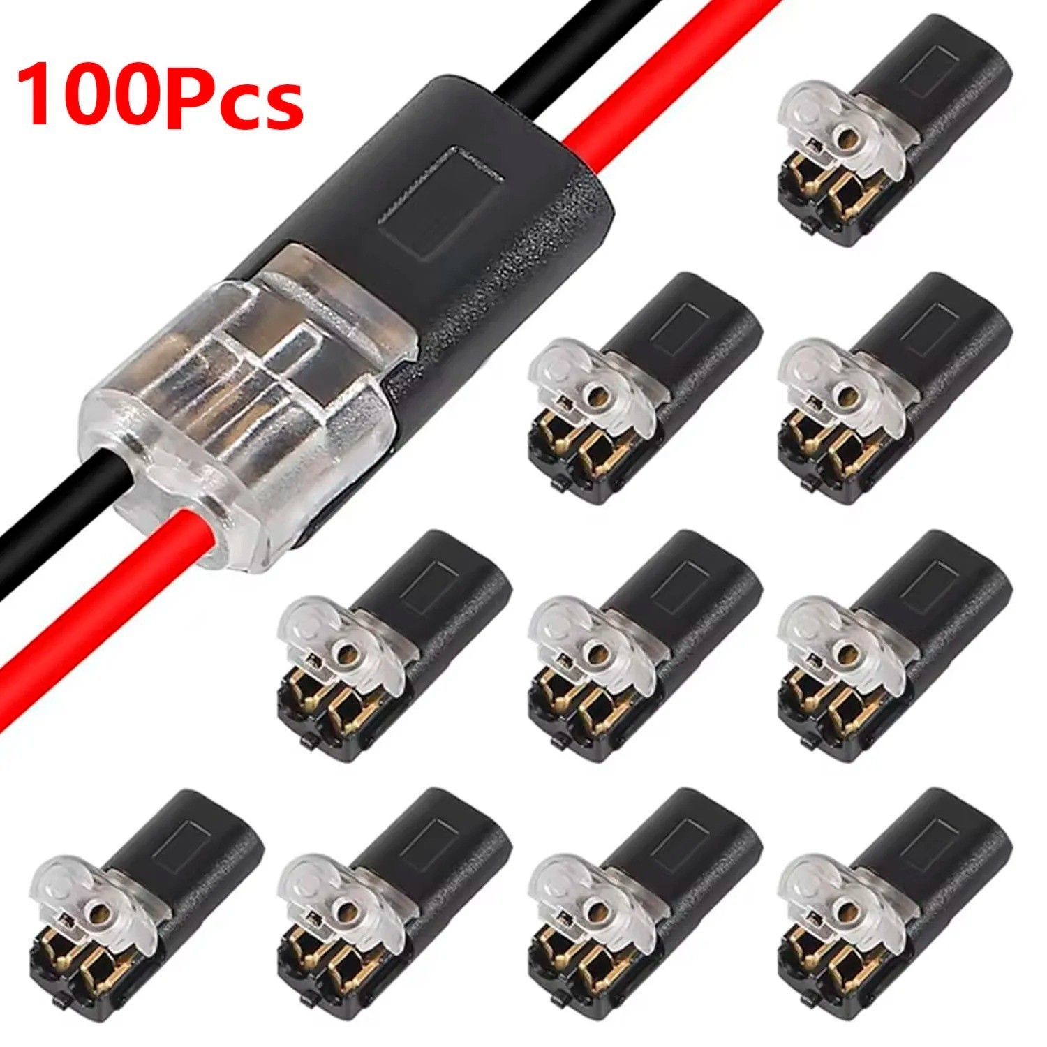 100pcs Double-Wire Plug-in Connector, Cable Clamp with Locking Buckle, AWG 18-22
