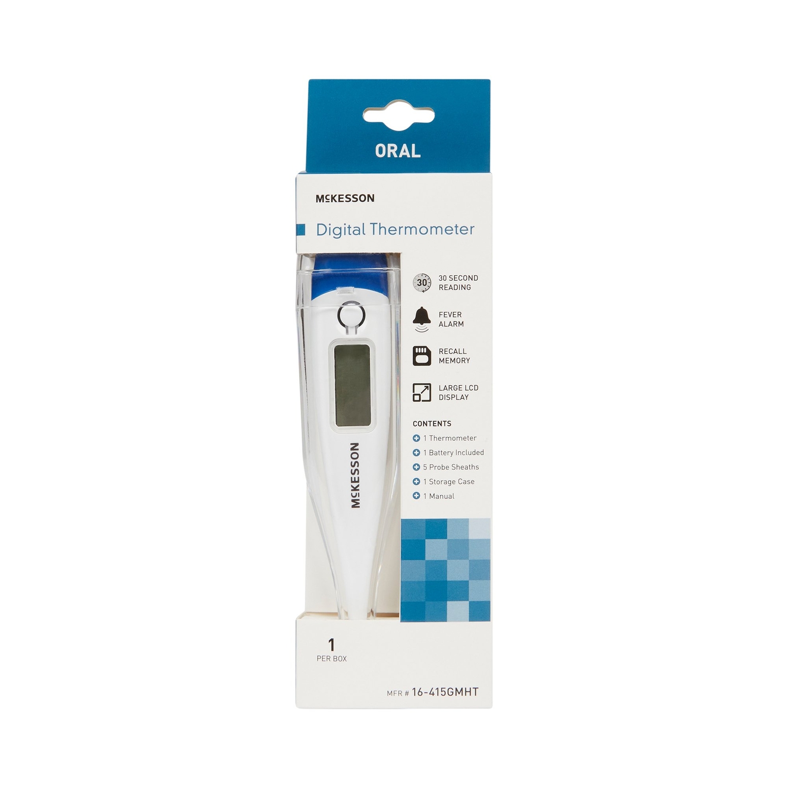 McKesson Oral Digital Thermometer Stick LCD Display 16-415GMHT 1 Each