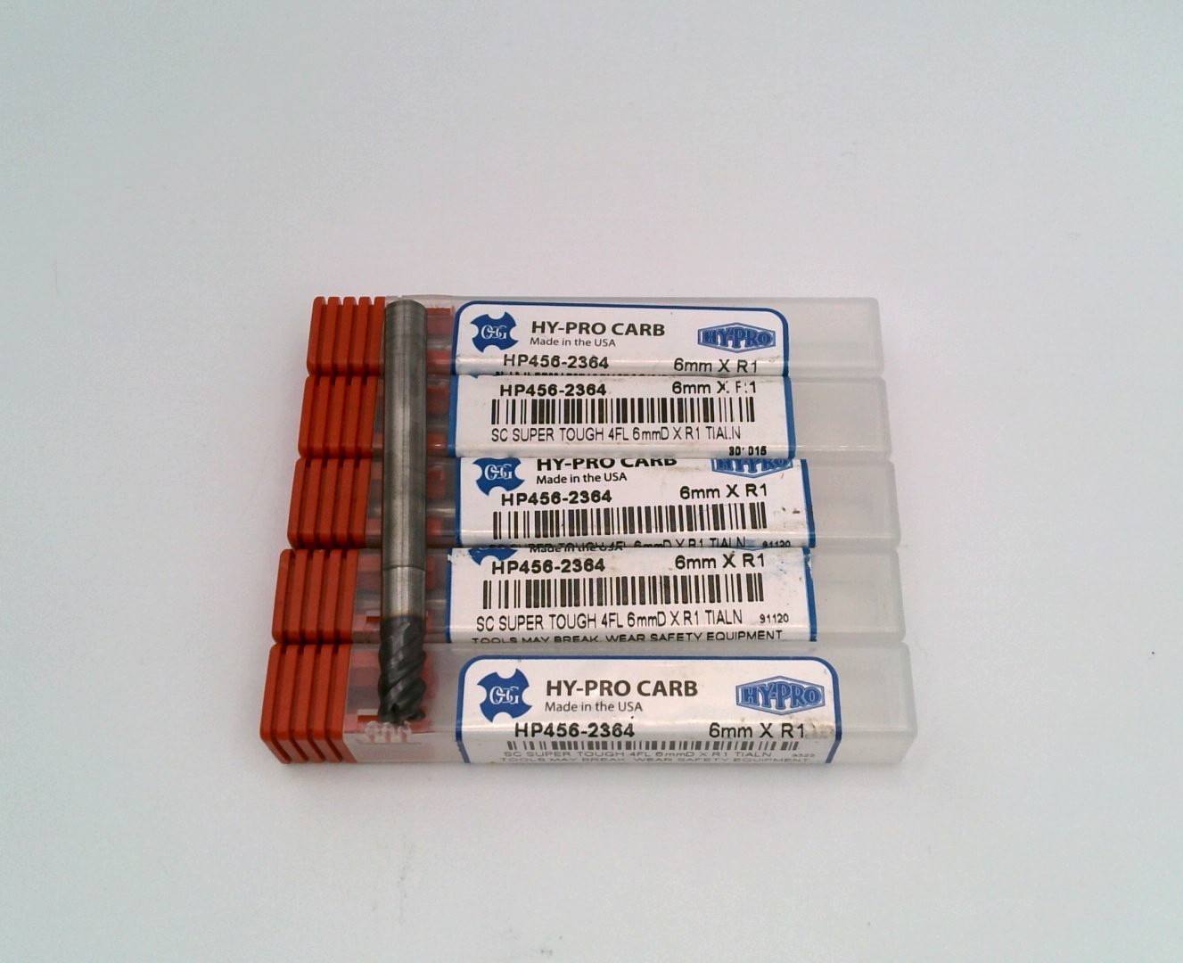 (5 pcs) New OSG HP456-2364 6mm (0.2362″) R1 4FL TiALN Carbide Corner Radius End