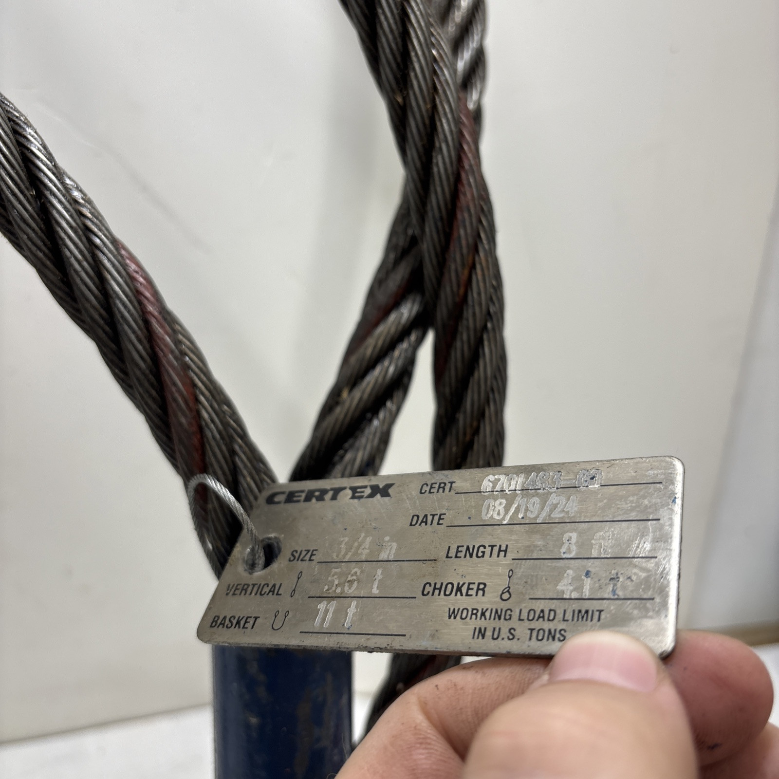 Certex LIFT-ALL Wire Rope Sling,8 ft L,11200 lb Load Cap.. 3/4” Rope