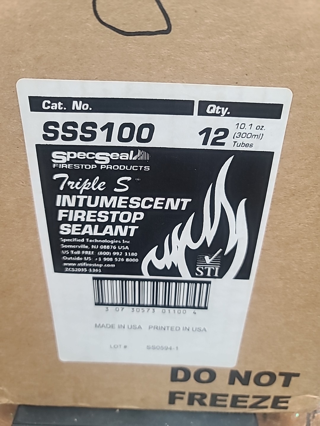 12 Red Tubes ~ STI SpecSeal SSS100 SSS Intumescent Firestop Sealant 10.1 oz