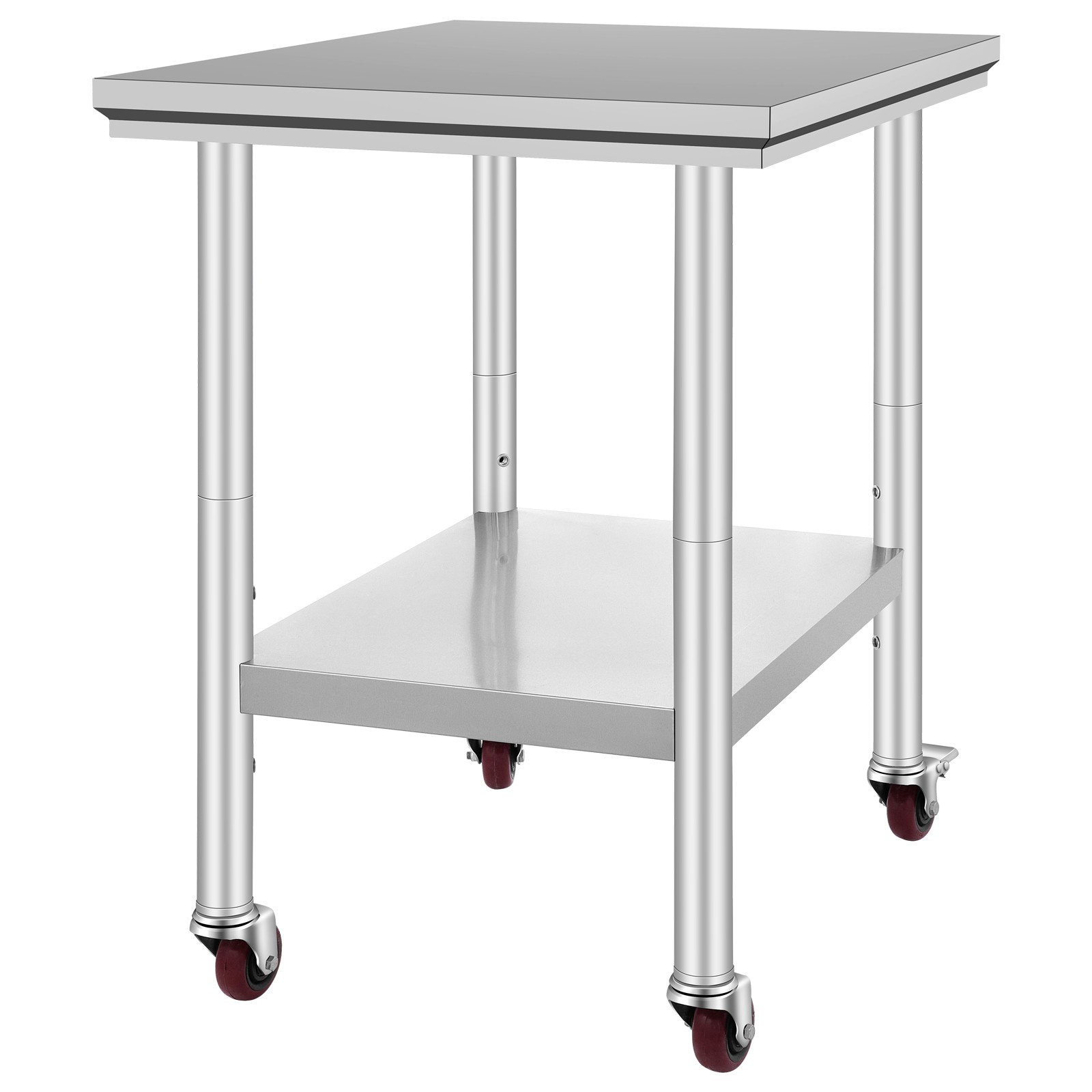 VEVOR Stainless Steel Work Table with Wheels 24×30 Inch Kitchen Food Prep Table