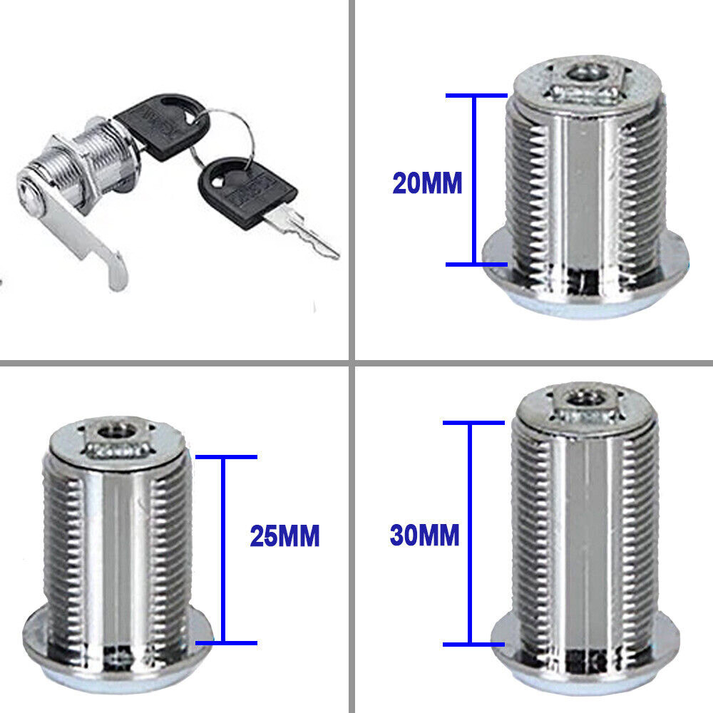2 Pack Cabinet Cam Lock Tool Box Lock Chest Key Storage Truck Safe Cylinder