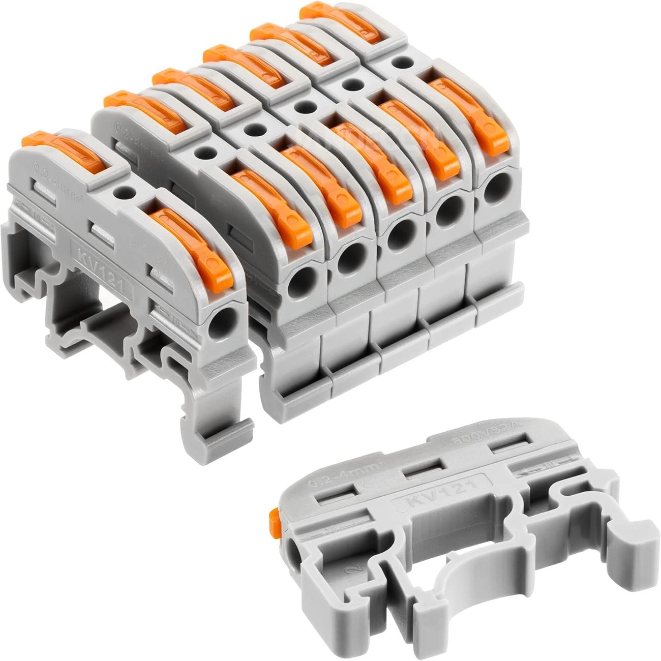 50 Pack Din Rail Terminal Blocks Compact Wire Conductor Wiring Connectors For 24