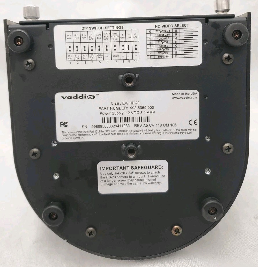 Vaddio ClearVIEW HD-20 PTZ Camera 998-6950-000