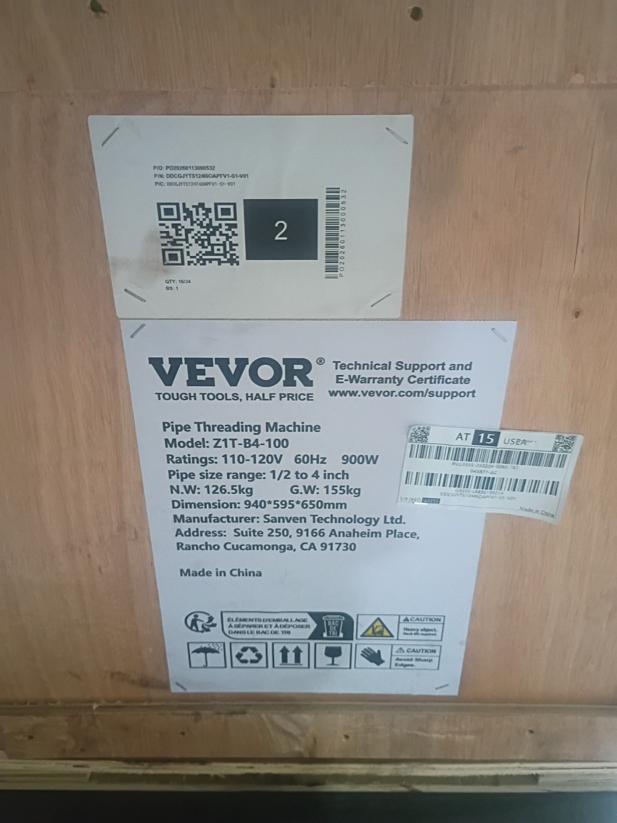 VEVOR Electric Pipe Threader Machine 900W 2-Speed Threading Cutter 1/2″ to 4″