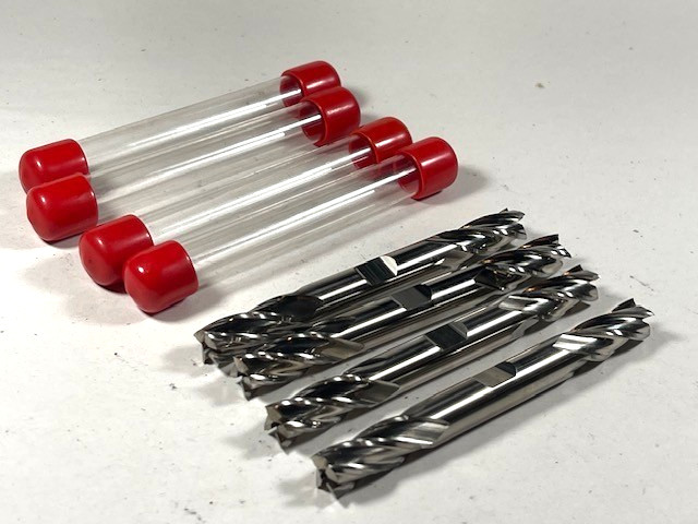 3/8″ 4 flute end mill, double end, cobalt 4 pc set USA