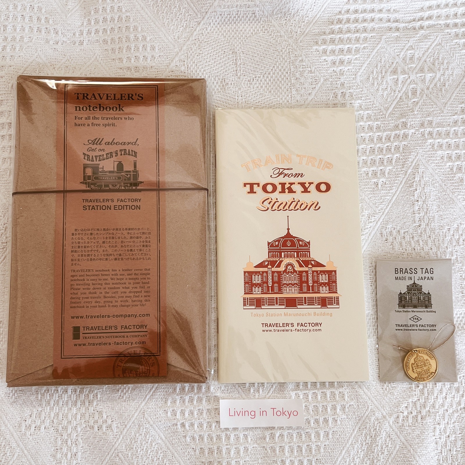 Traveler’s Notebook Tokyo Station Set with Refill & Brass Tag Traveler’s Factory