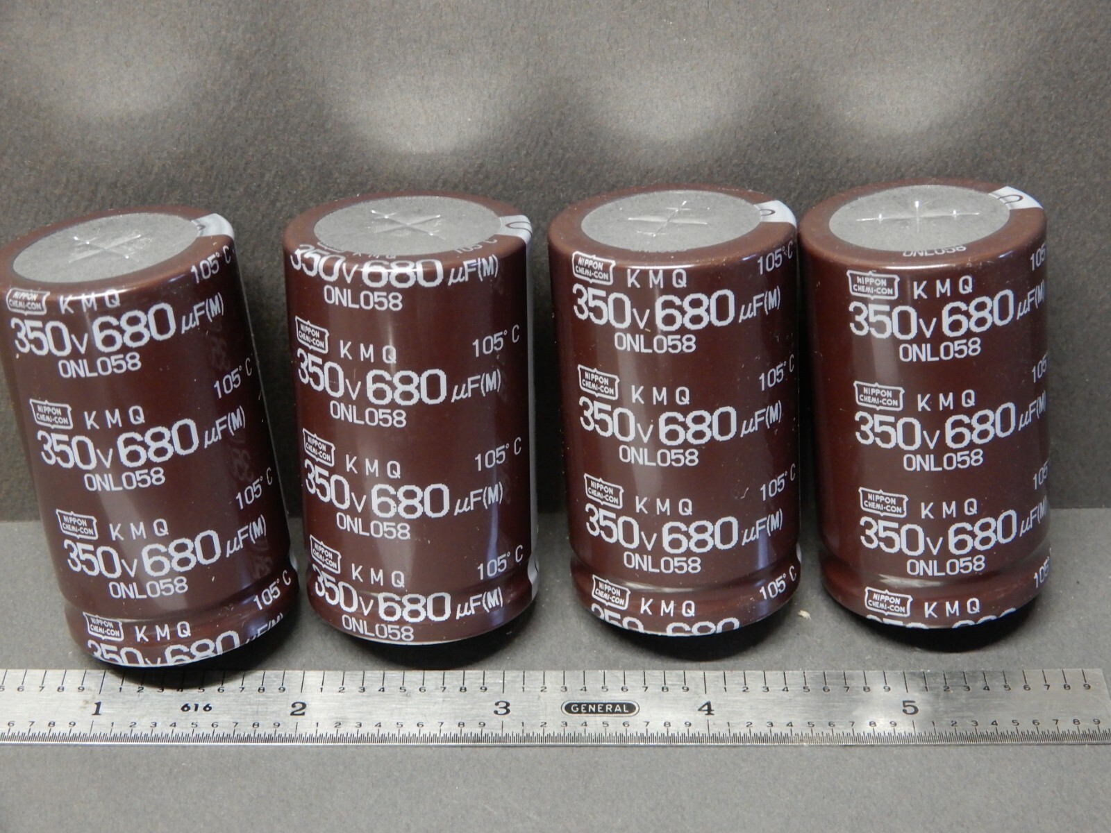 Nippon Chemi-Con KMQ 680uf 350V Snap In Electrolytic Capacitors Qty 4 NOS