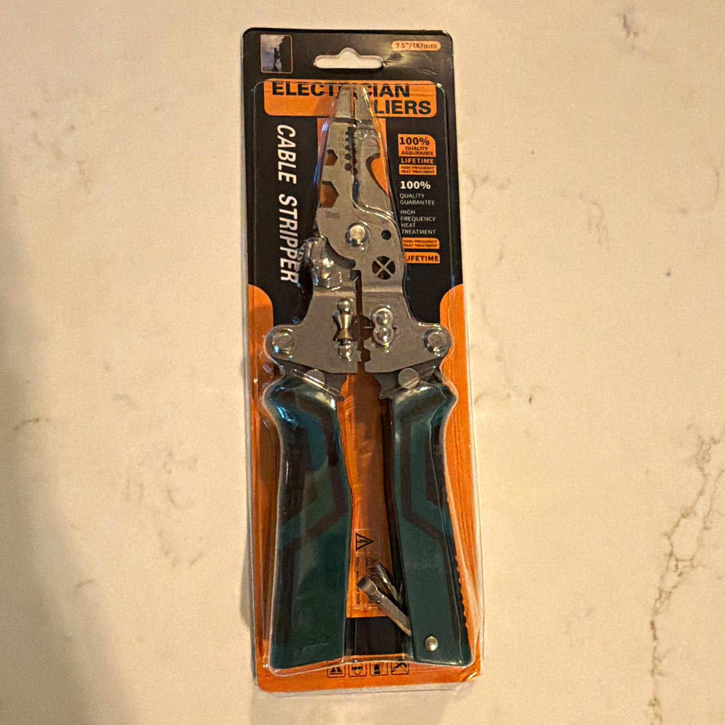 Electrician Pliers Cable Stripper 7.5 in (187mm) Clear Sheath