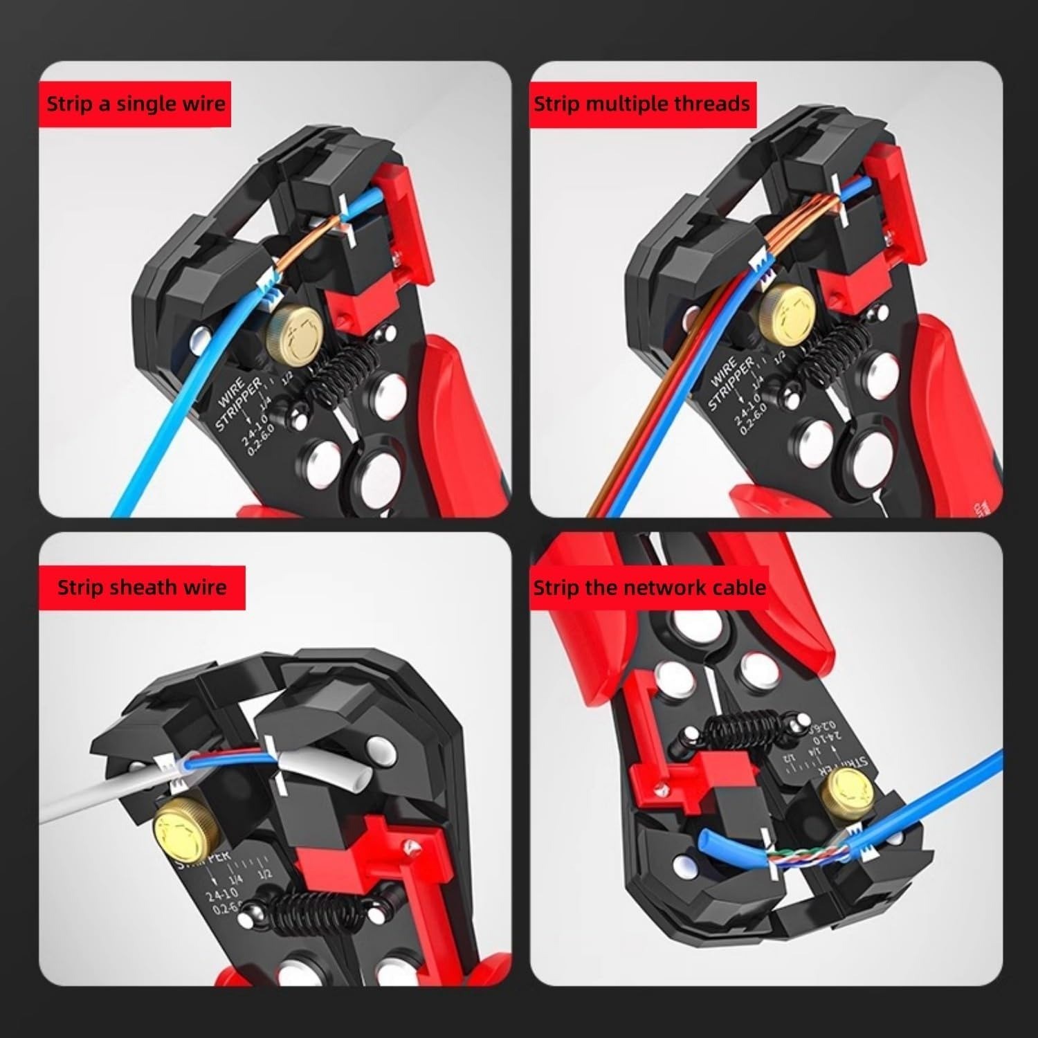5 in 1 Self-Adjusting Wire Stripper Crimping Tool for 10-24 AWG