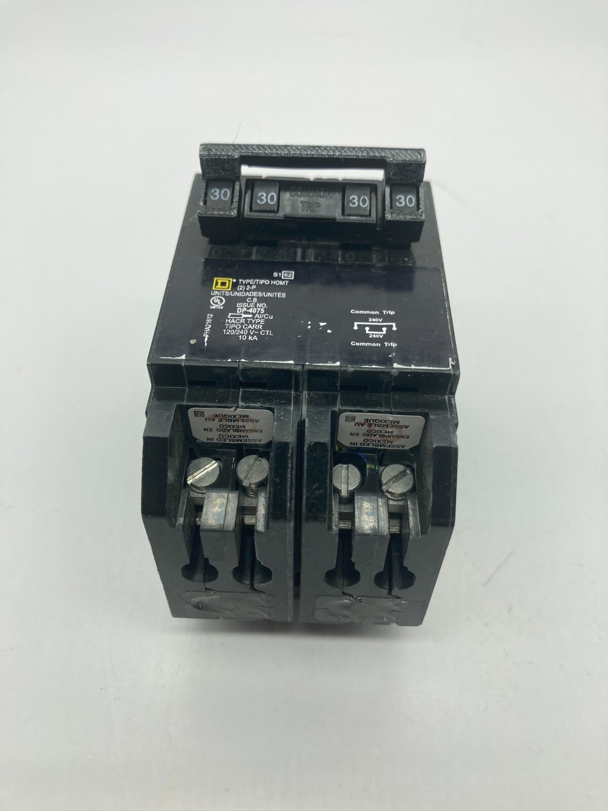 Homeline HOMT230230CP Quad Two 2 Pole 30 Amp 120/240V Plug In Square D Breaker
