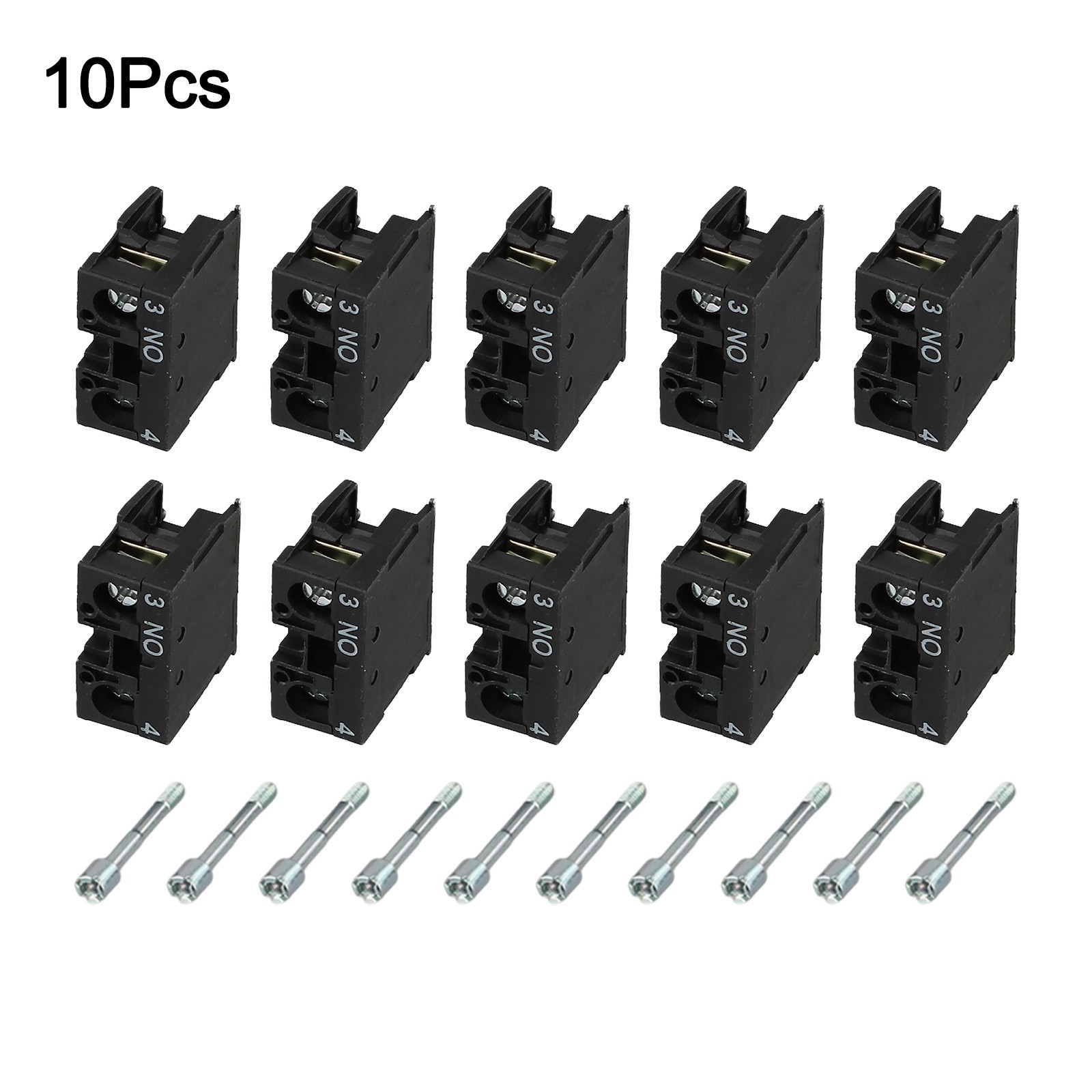 10PCS Push Button Switch Contact Block Snap in 10A 600V for Control Panels