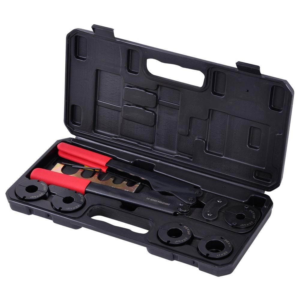 Yescom 3/8″ 1/2″ 5/8″ 3/4″ 1″ Pex Crimper Kit Crimping Plumbing Copper Ring Tool
