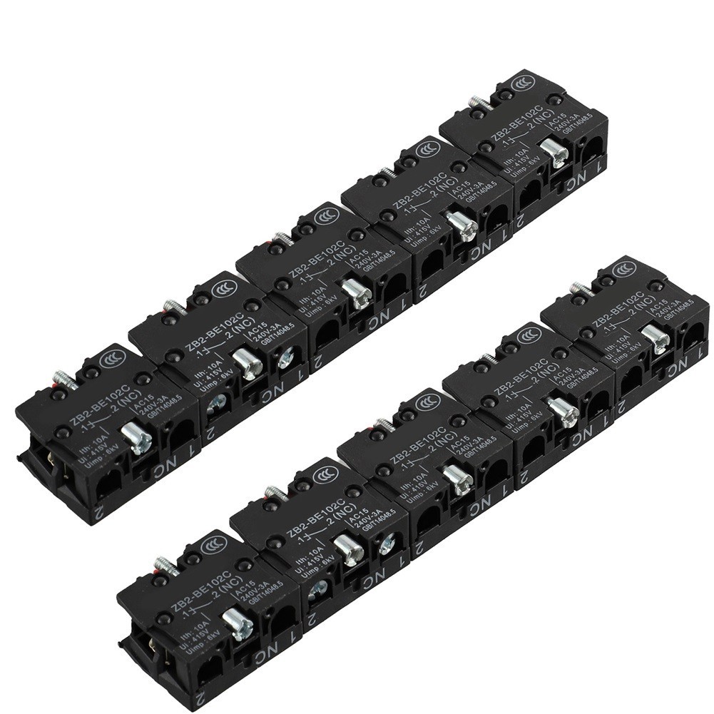 10PCS Push Button Switch Contact Block Snap in 10A 600V for Control Panels