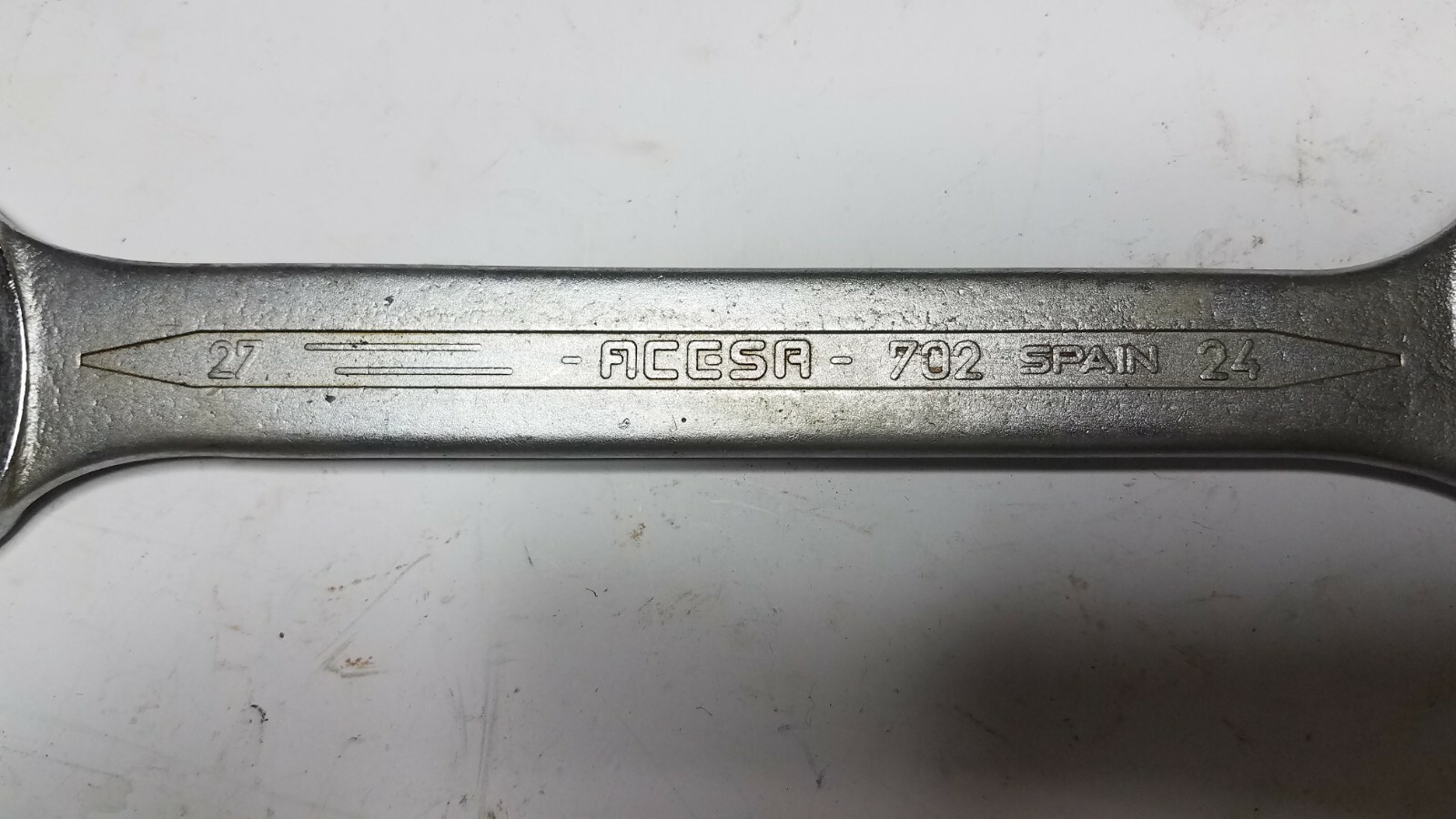 ACESA 702 DOUBLE OPEN ENDED SPANNER, CHROME VANADIUM 27mm X 24mm SPAIN